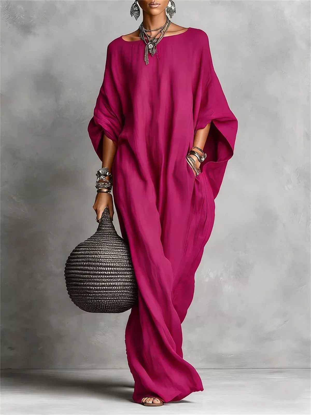 Loose Fit Boat Neck Dress