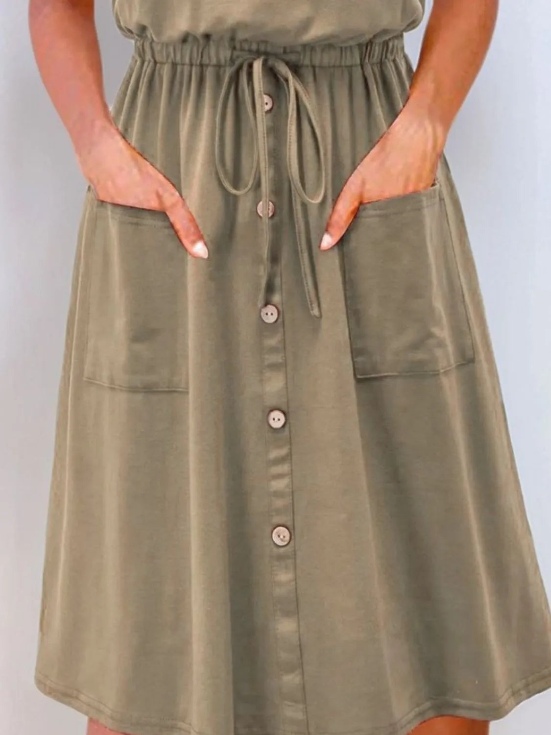 Drawstring Round Neck Tank Dress