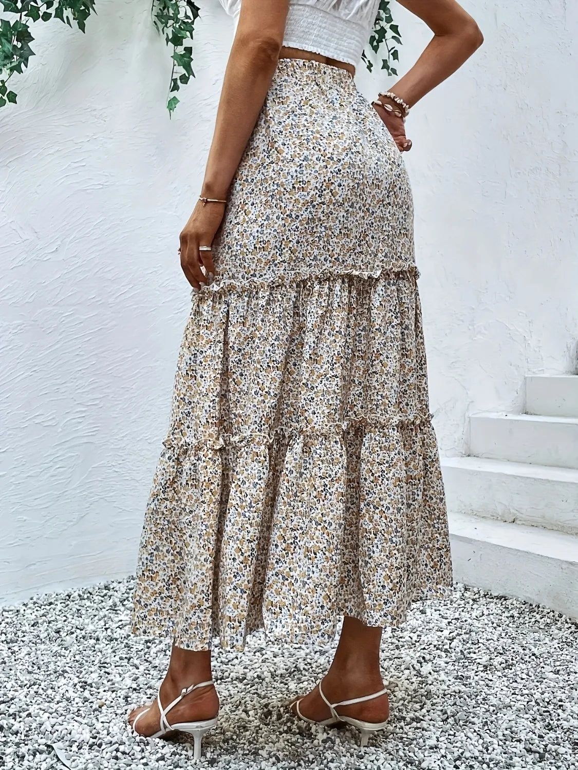 Tiered Frill Skirt in Dust Storm by Macido