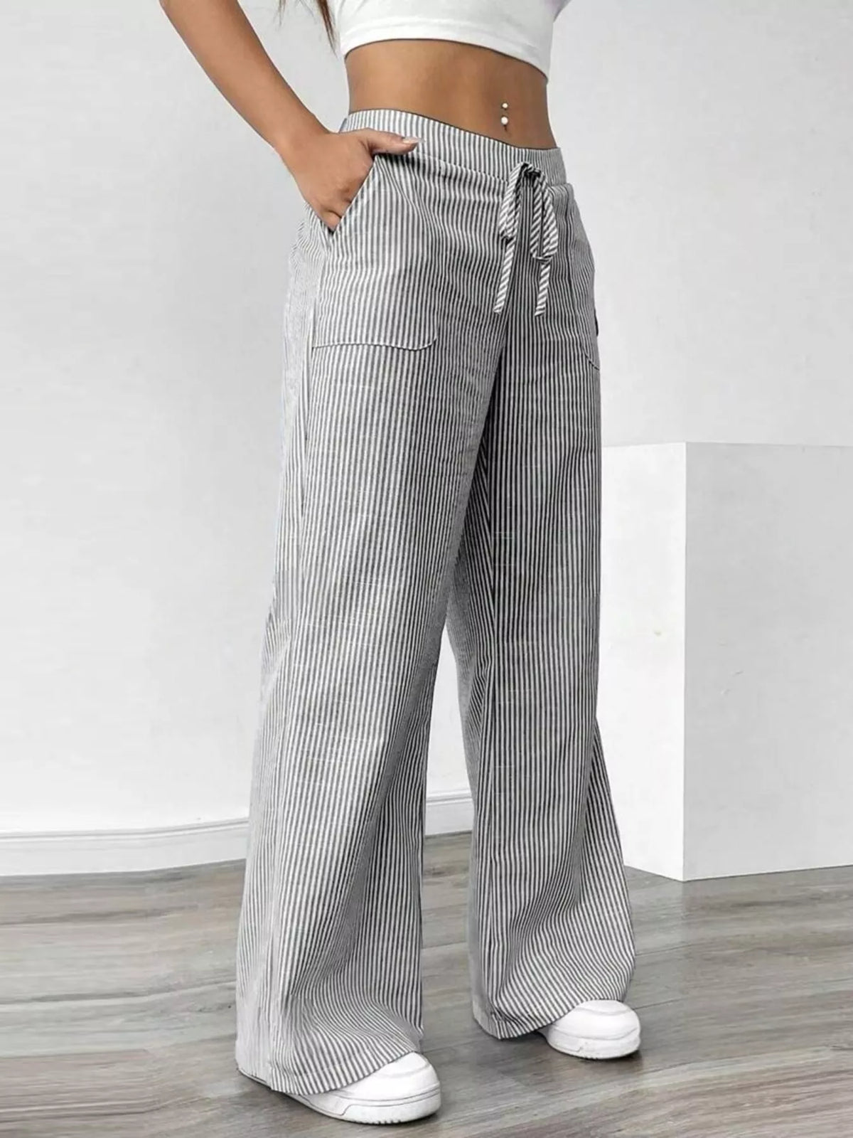 Striped Wide-Leg Pants