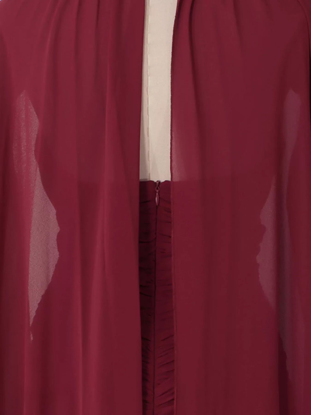 Ruched Halter Neck Cape Maxi Dress in Red