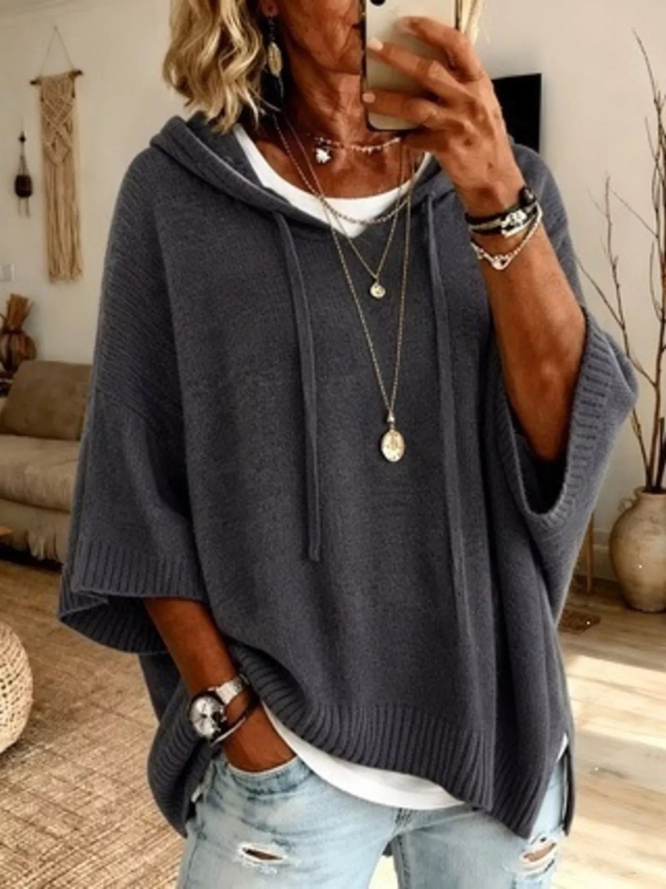 Drawstring Hooded Sweater