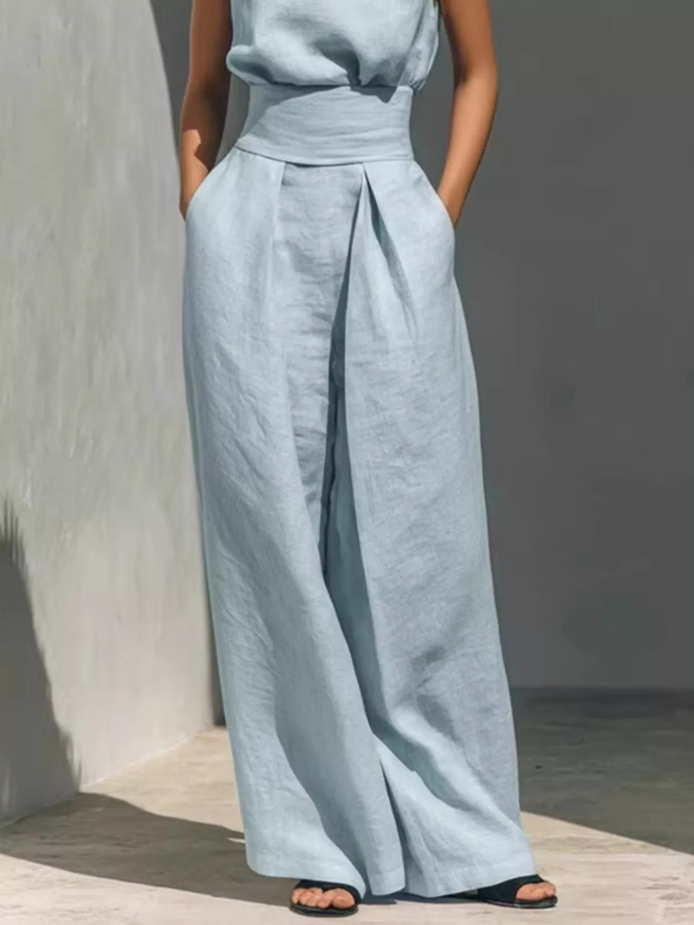 Smocked Waist Wide-Leg Jumpsuit