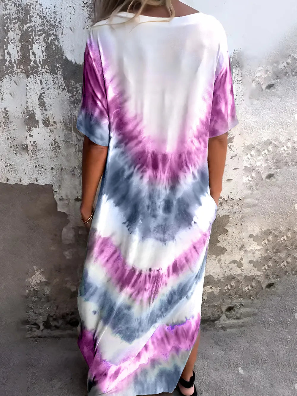 Full Size Tie-Dye Short Sleeve Dress