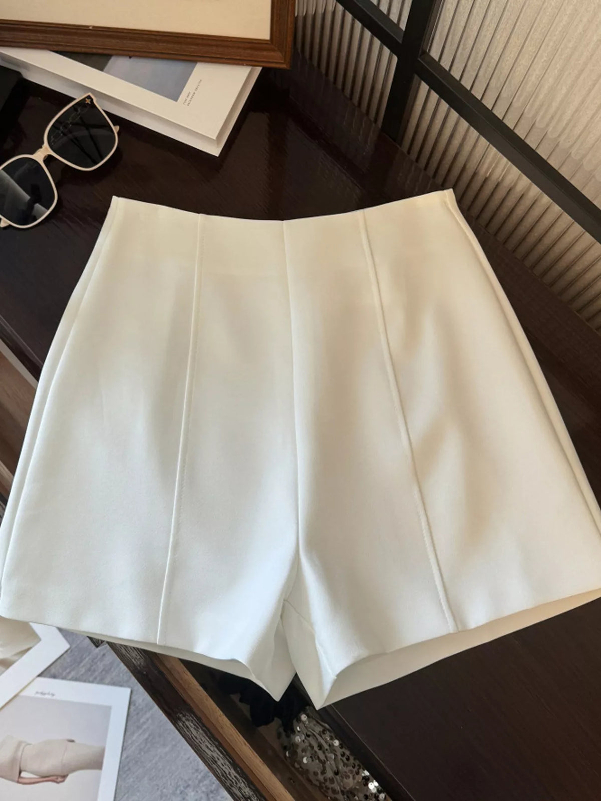 High Waist Shorts with Zip Closure