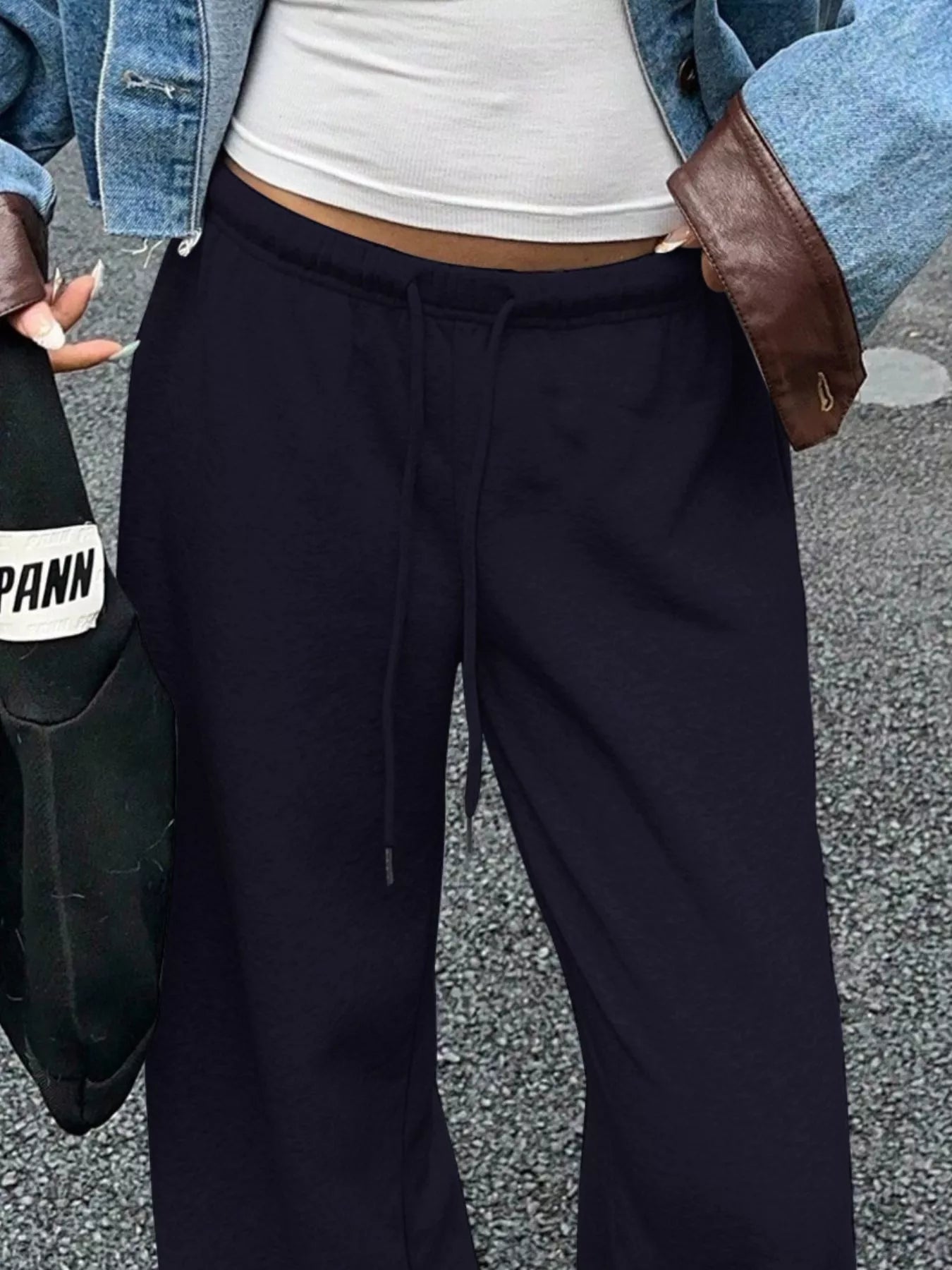 Wide-Leg Drawstring Sweatpants