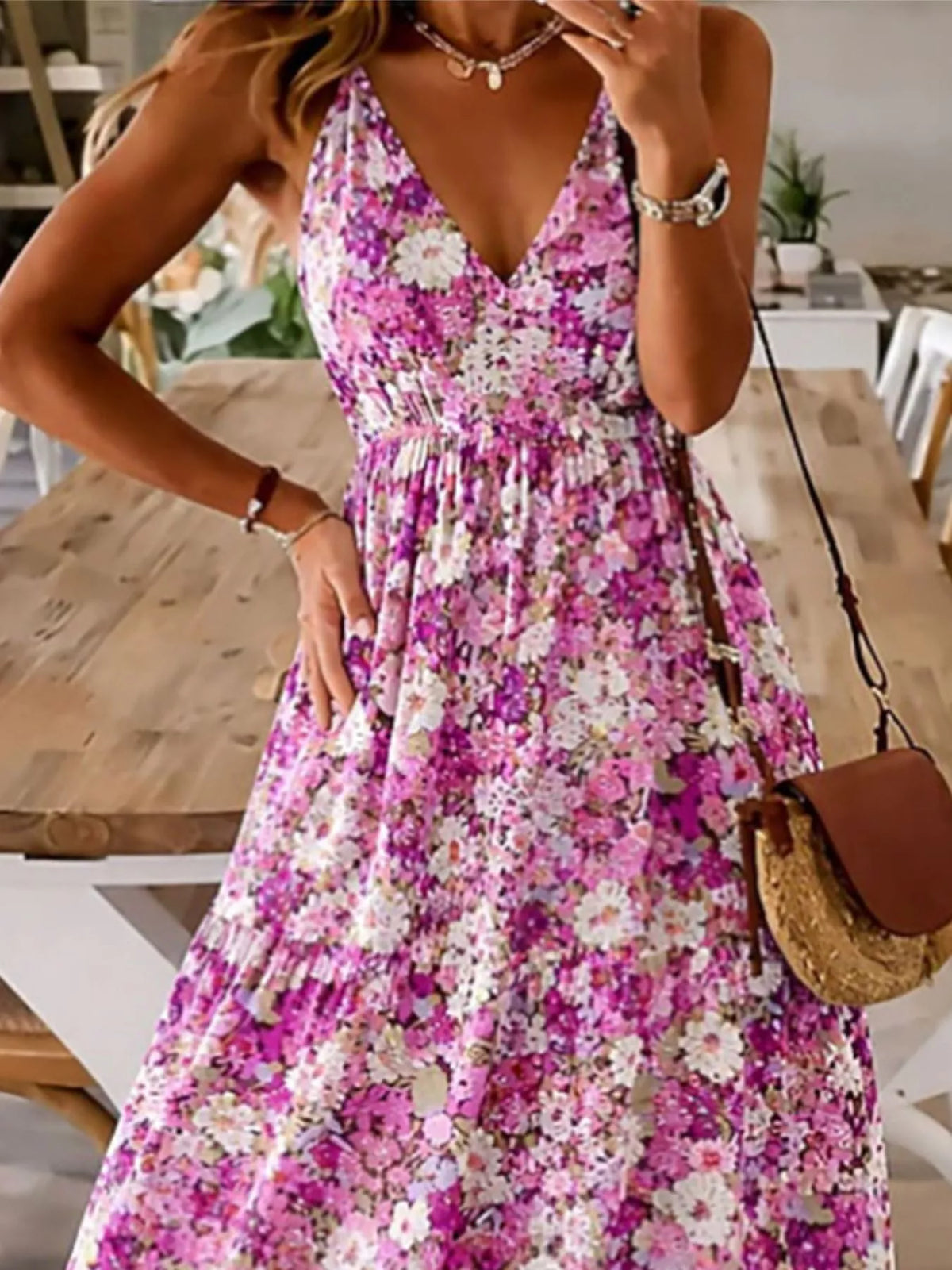 Floral Tiered Maxi Dress with Spaghetti Straps