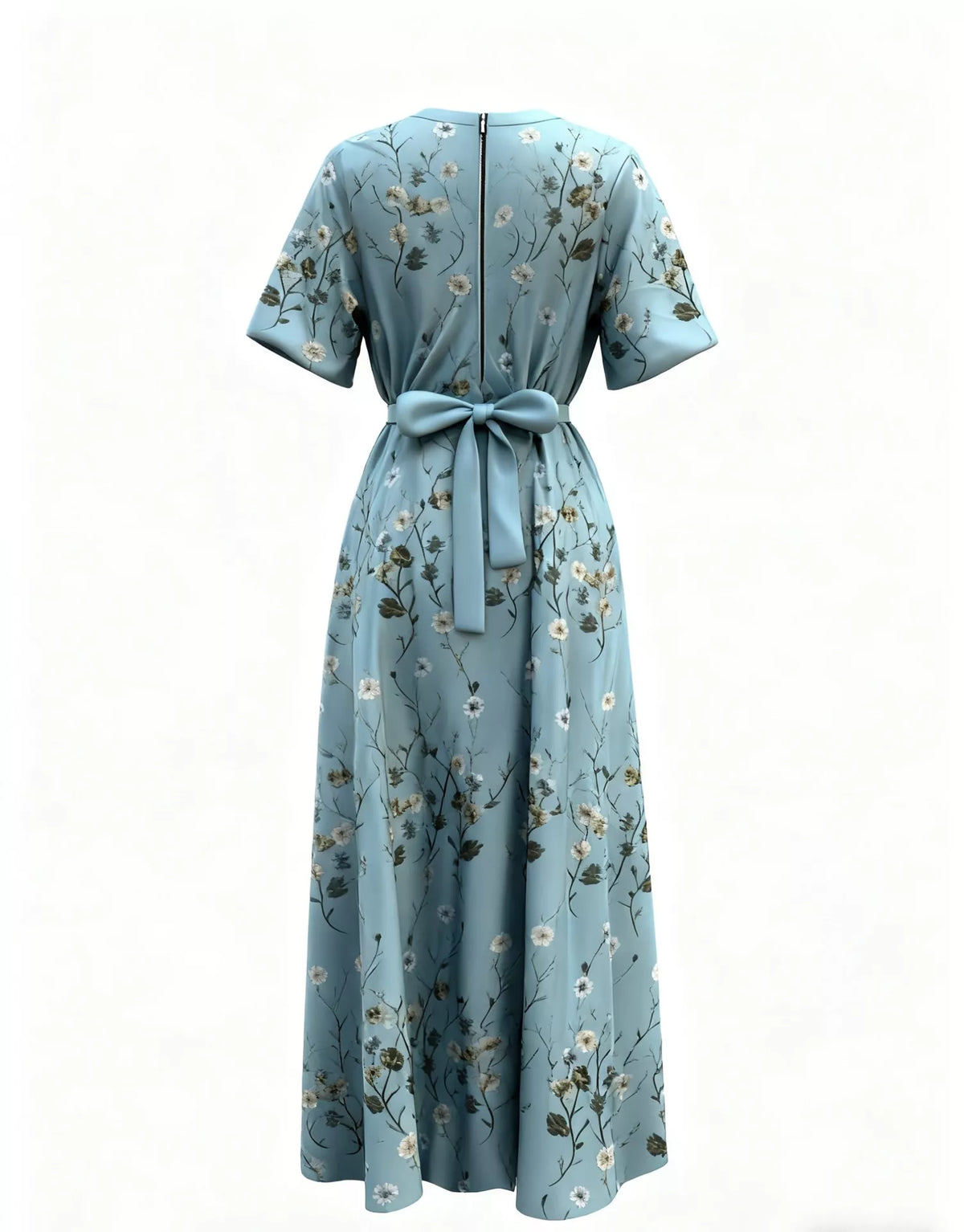 Floral Print Half-Sleeve Maxi Dress with Pockets