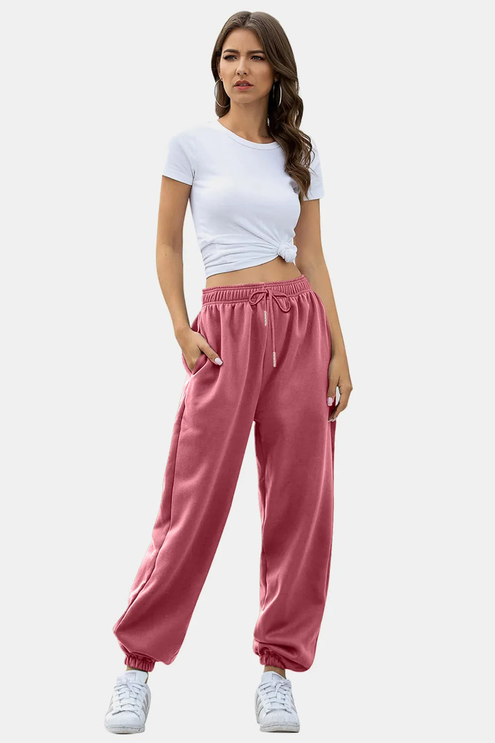 Tie-Waist Joggers with Pockets in Rich Hues by K&L