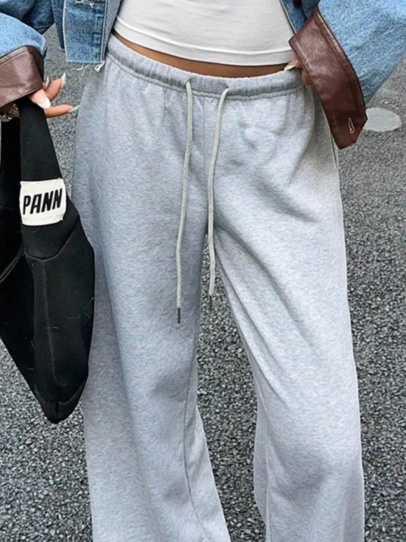 Wide-Leg Drawstring Sweatpants