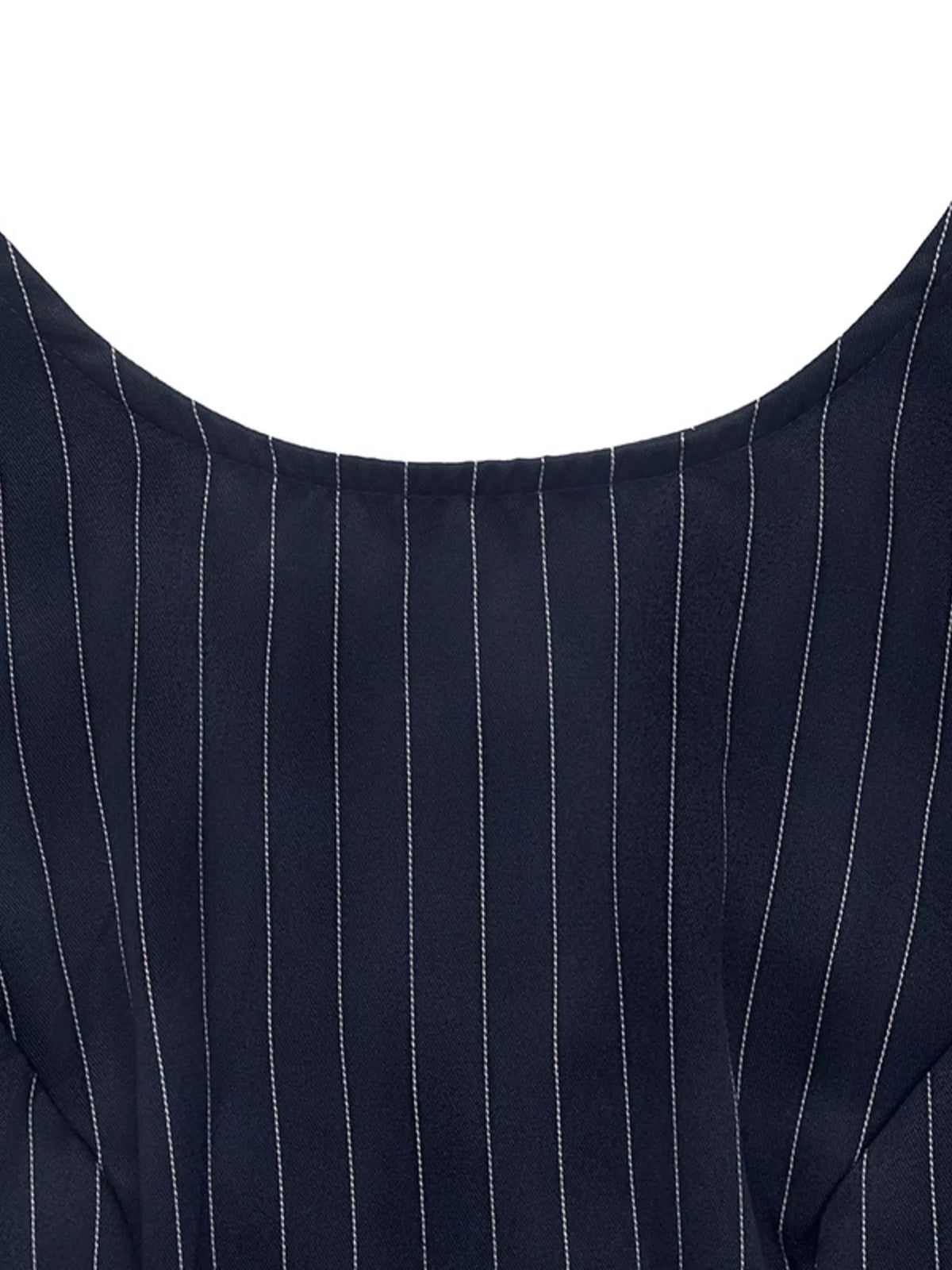 Striped Tie-Waist Dress in Navy Blue