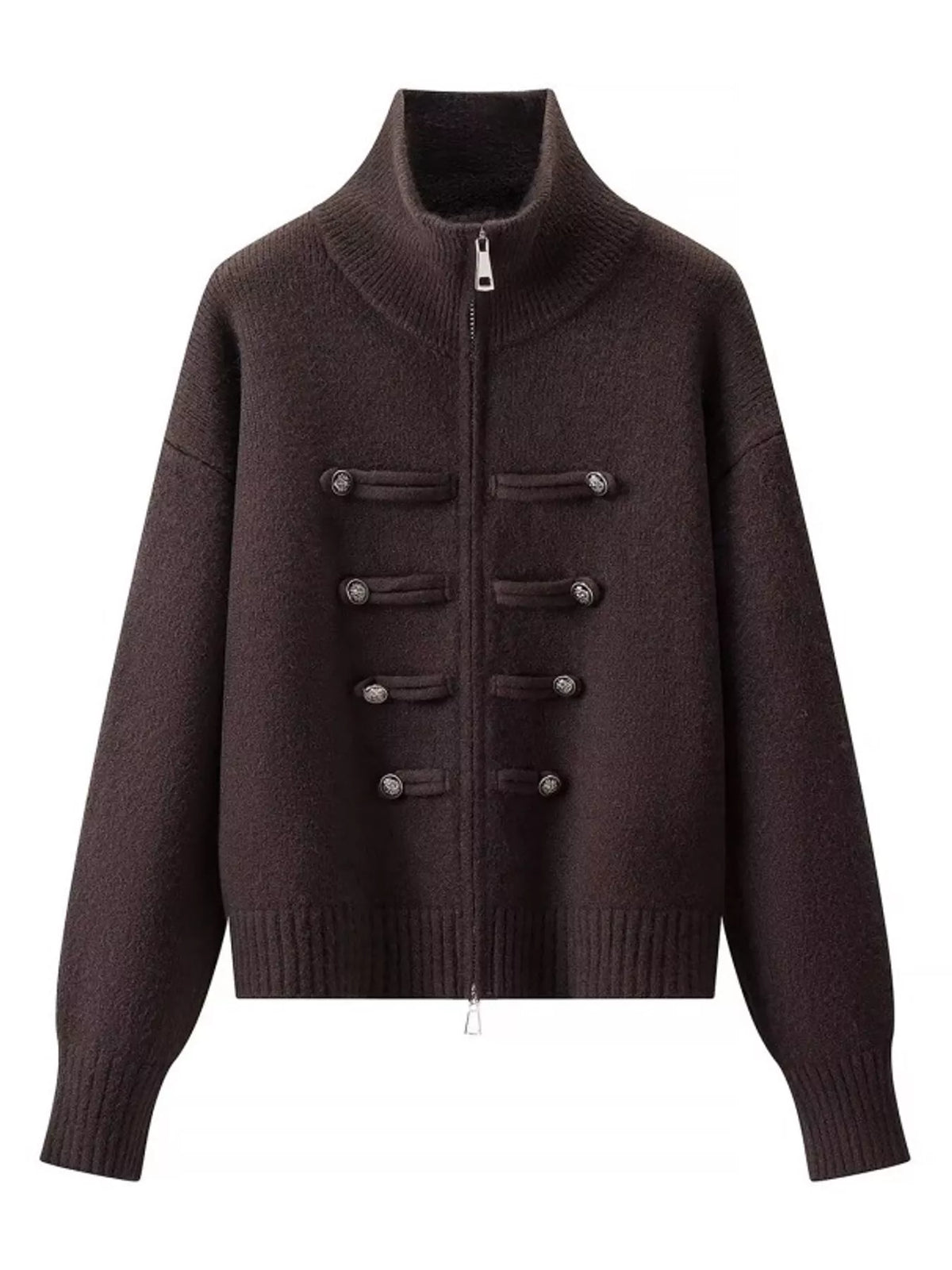 Turtleneck Zip-Up Cardigan