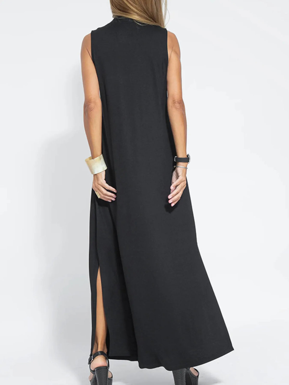 V-Neck Sleeveless Maxi Dress with Slit