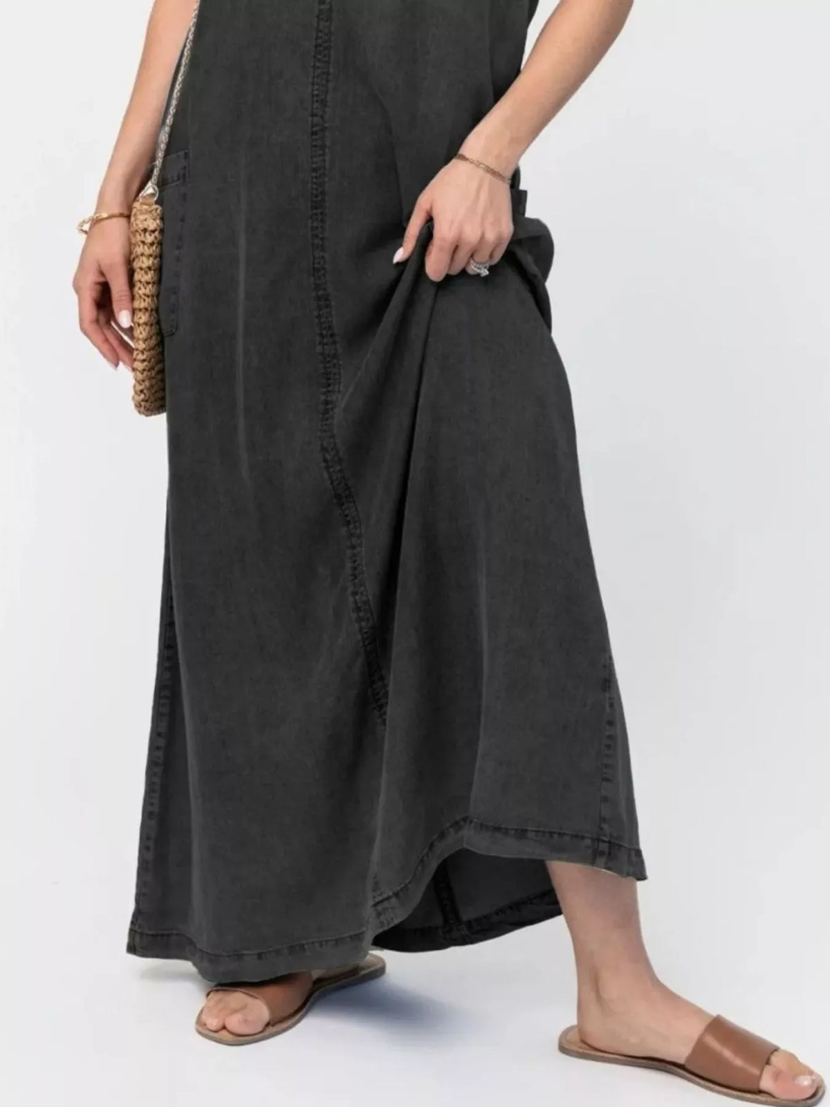 Washed Denim Cami Maxi Dress