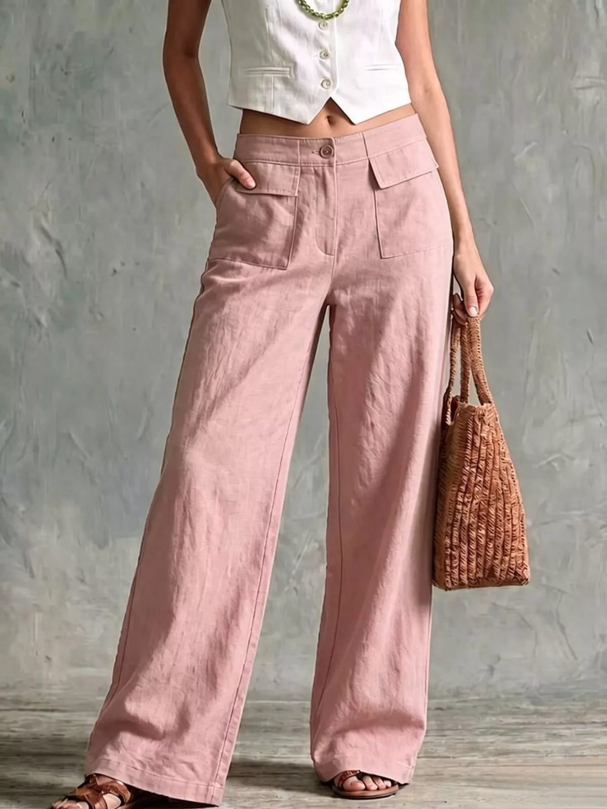 Basic Wide Leg Pocket Pants