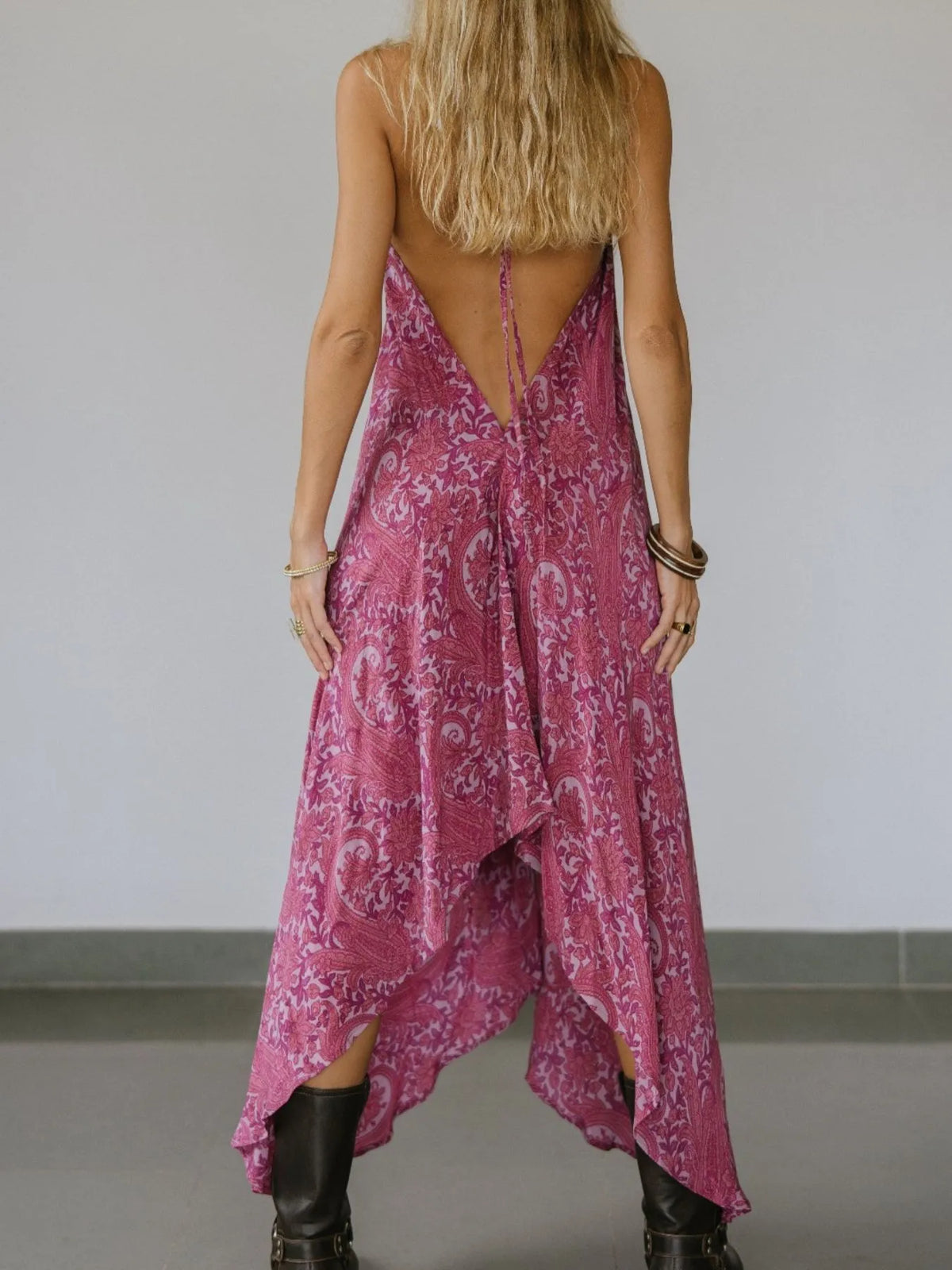 Printed Halter Neck Maxi Dress by Mystique Q