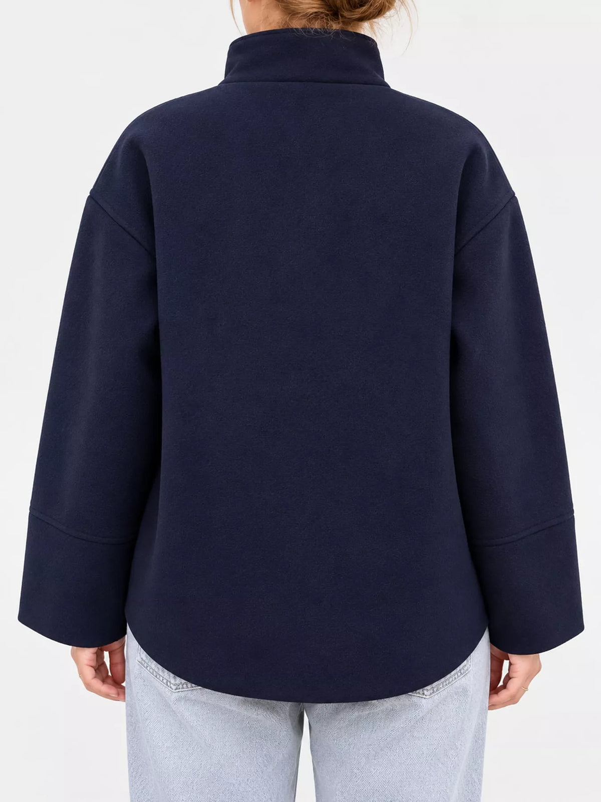 Stand-Collar Button-Up Jacket