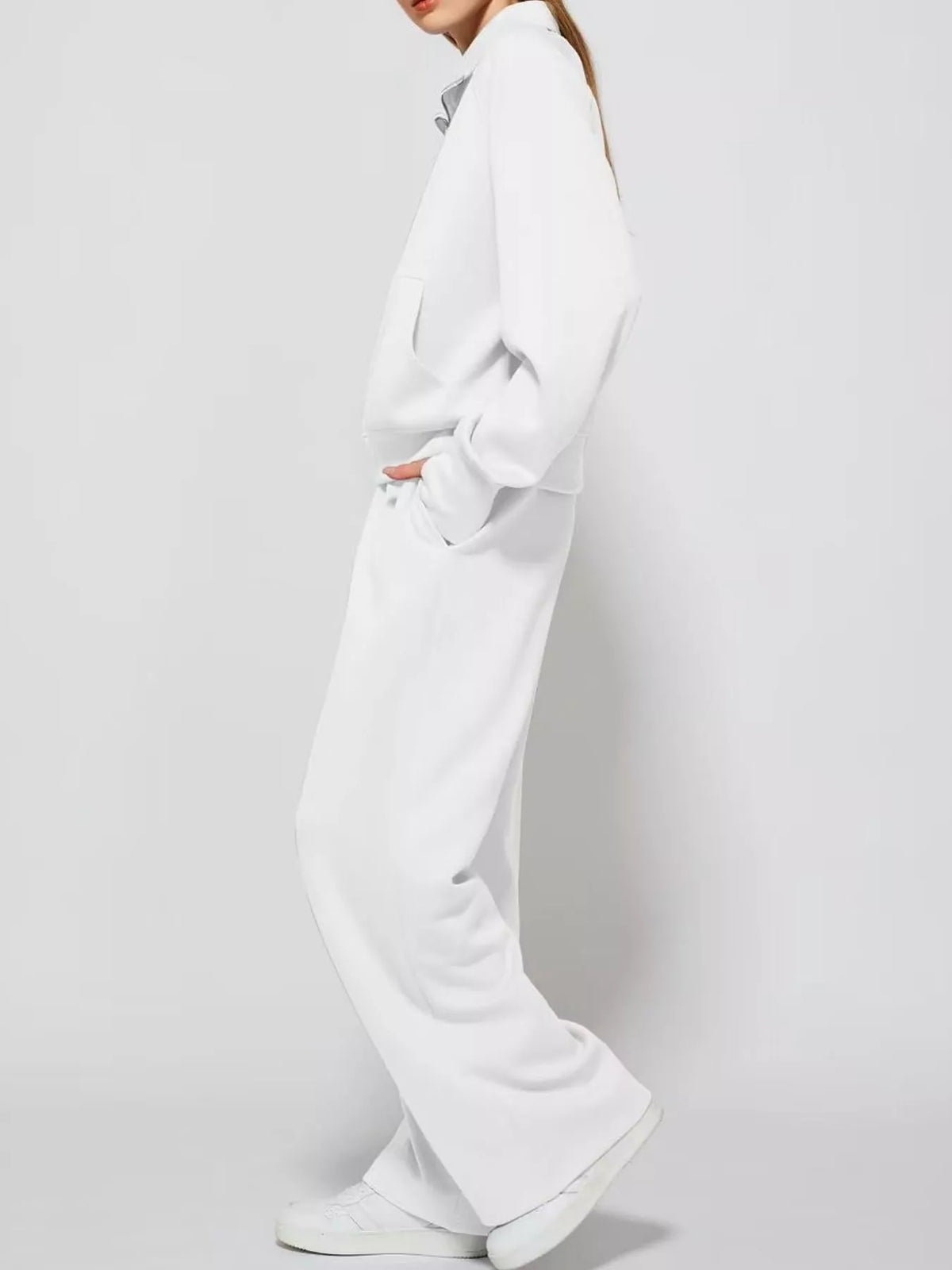 Half-Zip Sweatshirt and Wide-Leg Pants Set