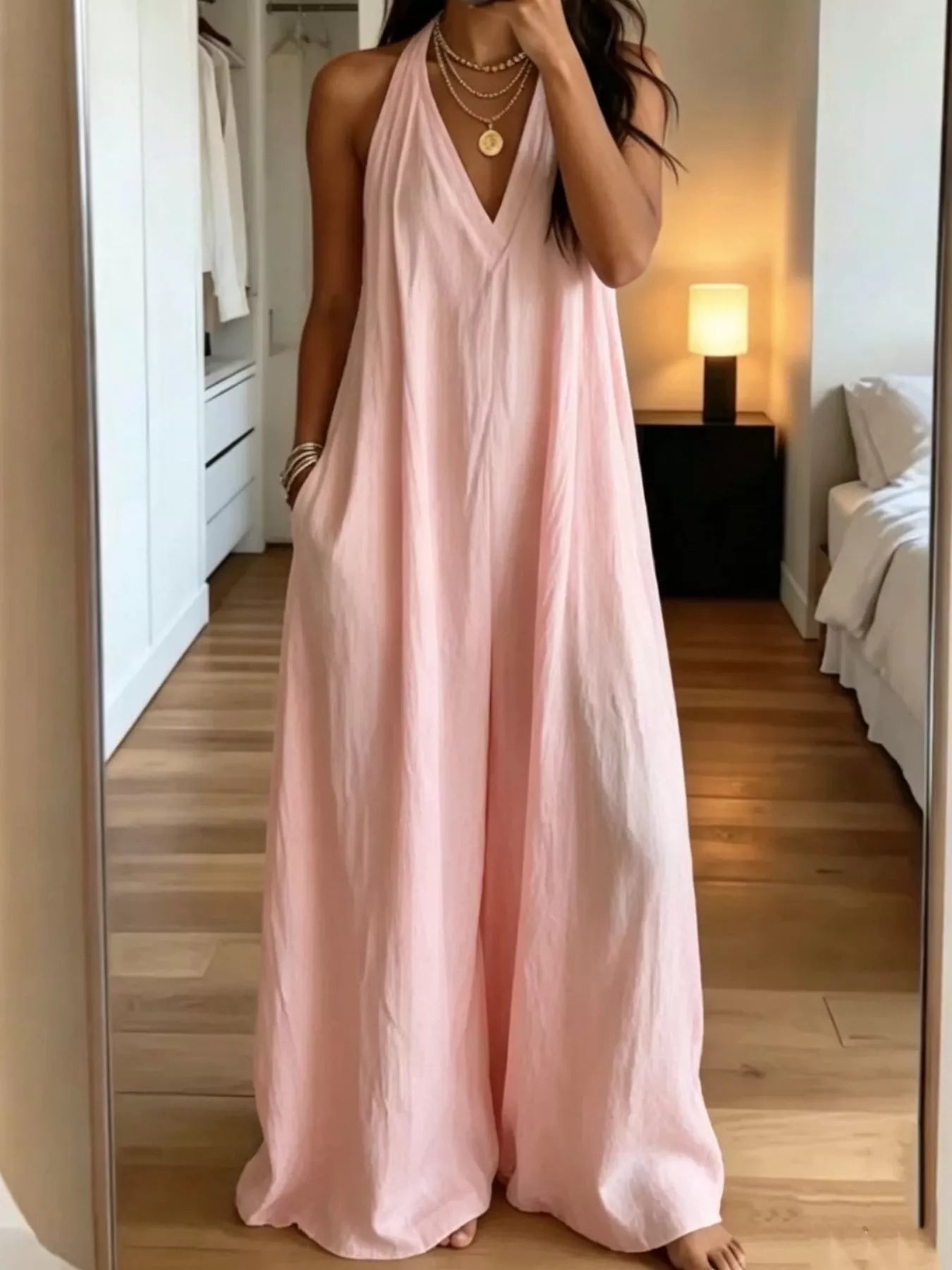 Halter Neck Wide Leg Jumpsuit