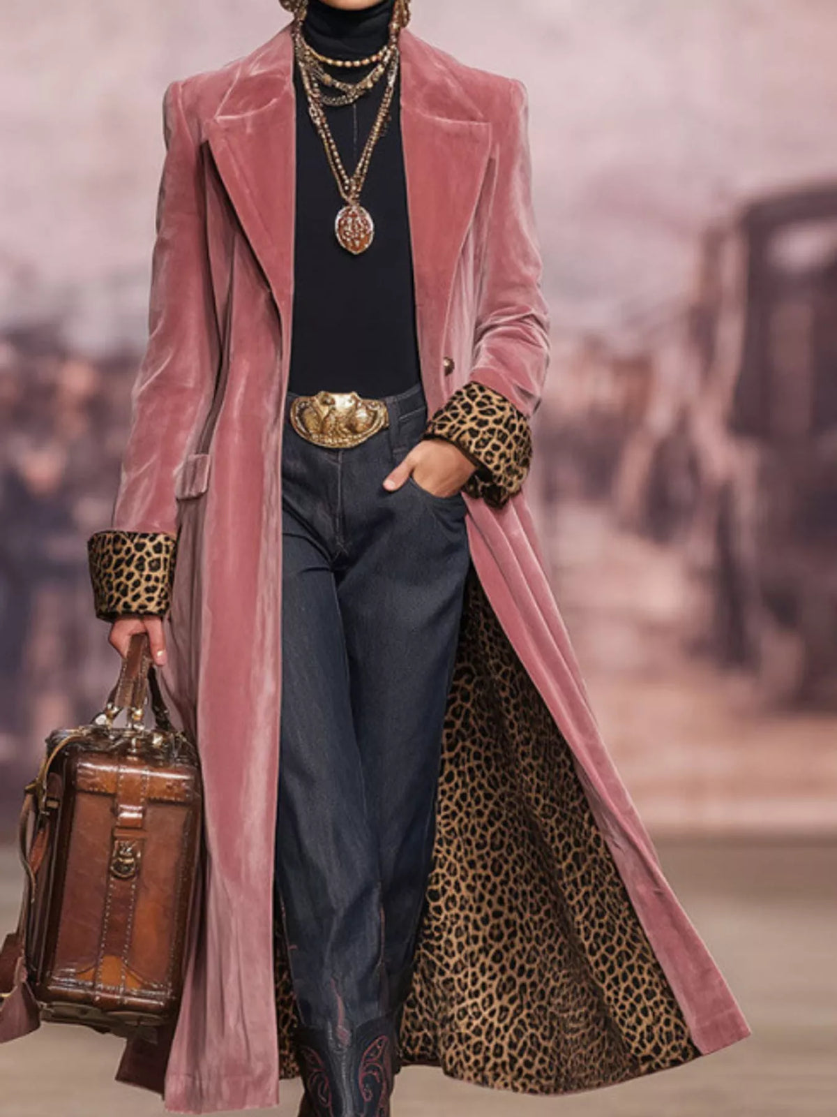 Button-Up Longline Coat with Pockets