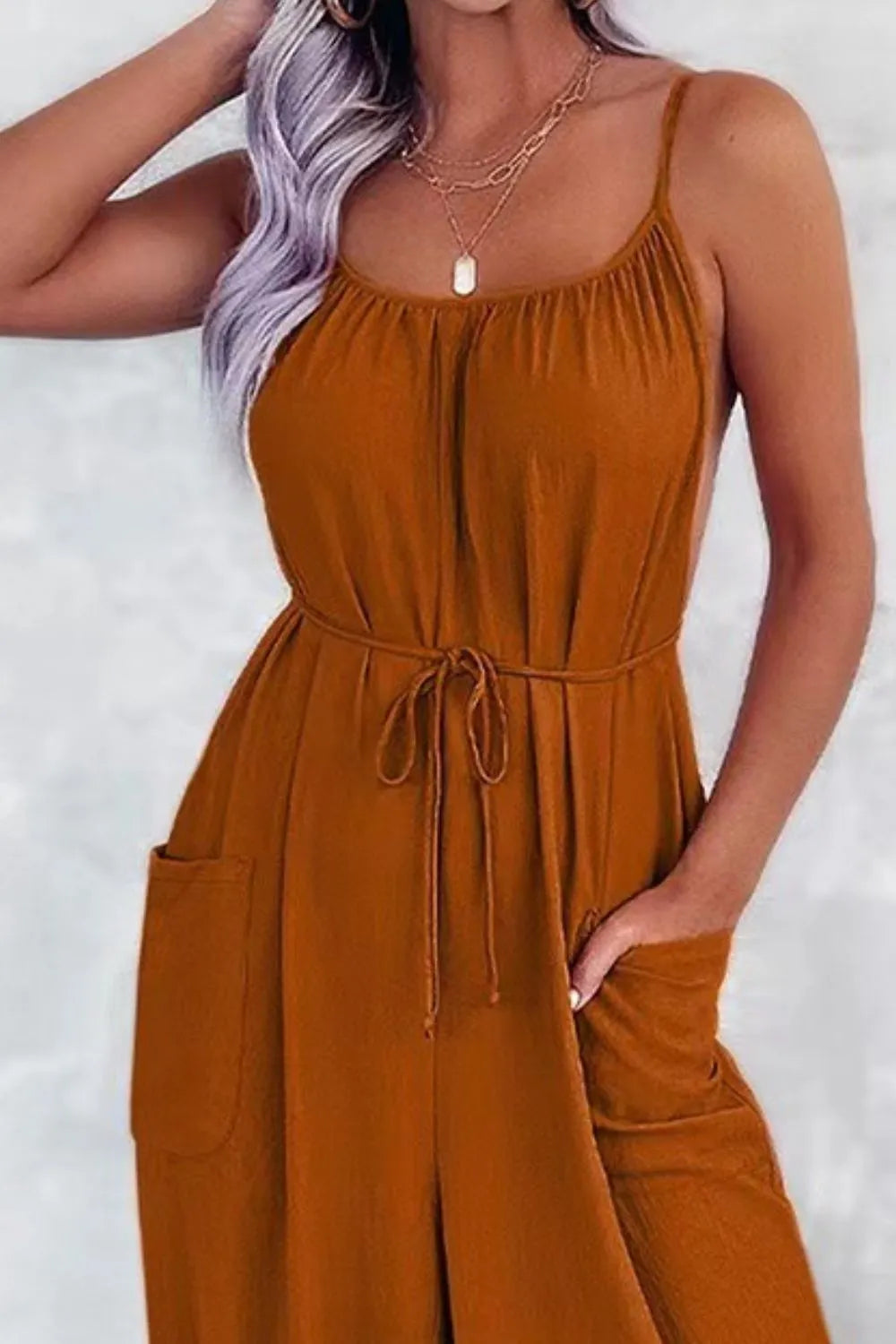 Spaghetti Strap Wide Leg Jumpsuit
