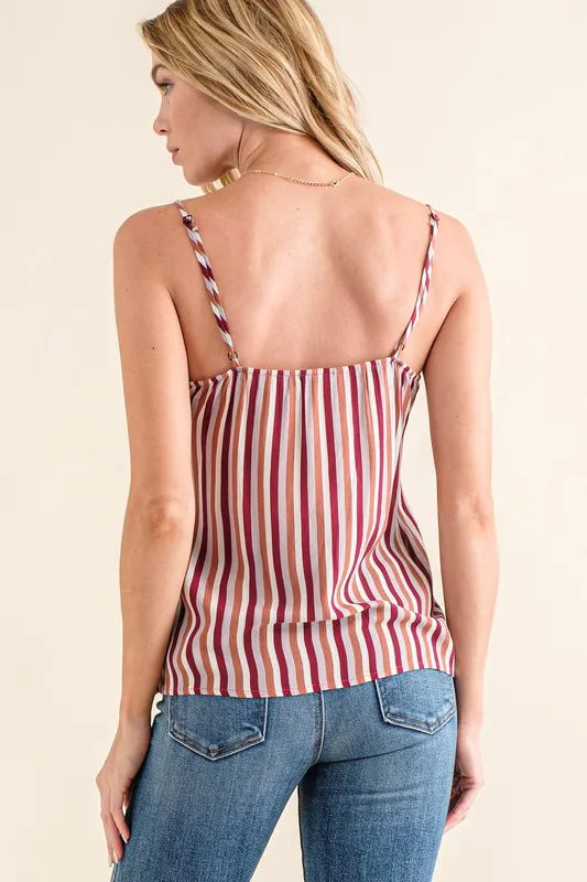 And The Why Lace-Trim Cami in Stripe