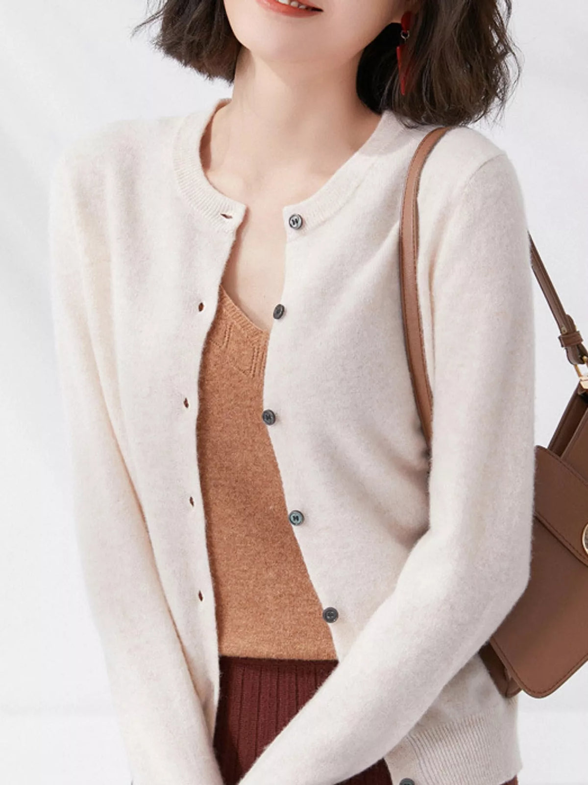 Crew Neck Button-Down Cardigan