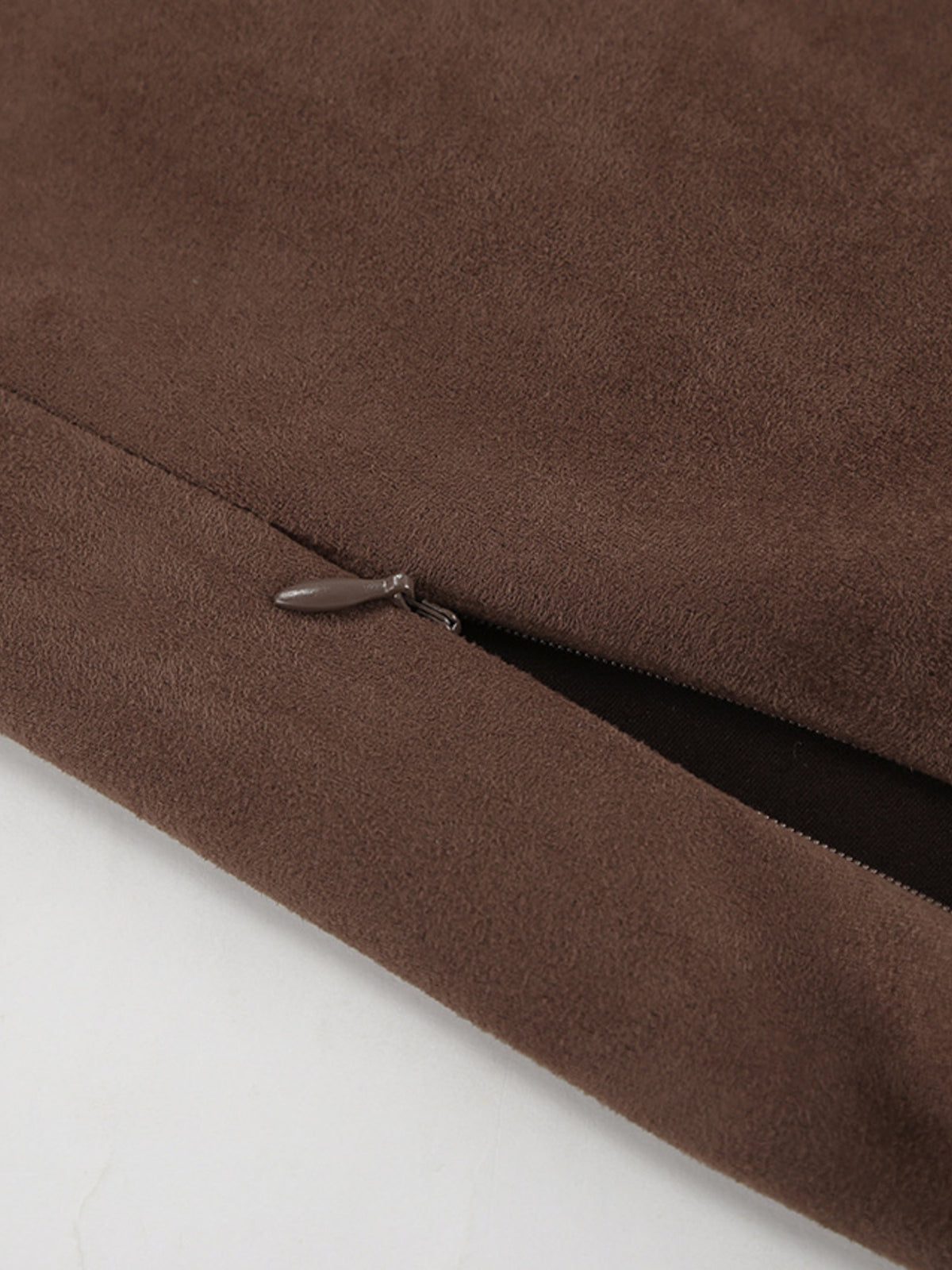 Suede Midi Skirt in Dark Brown