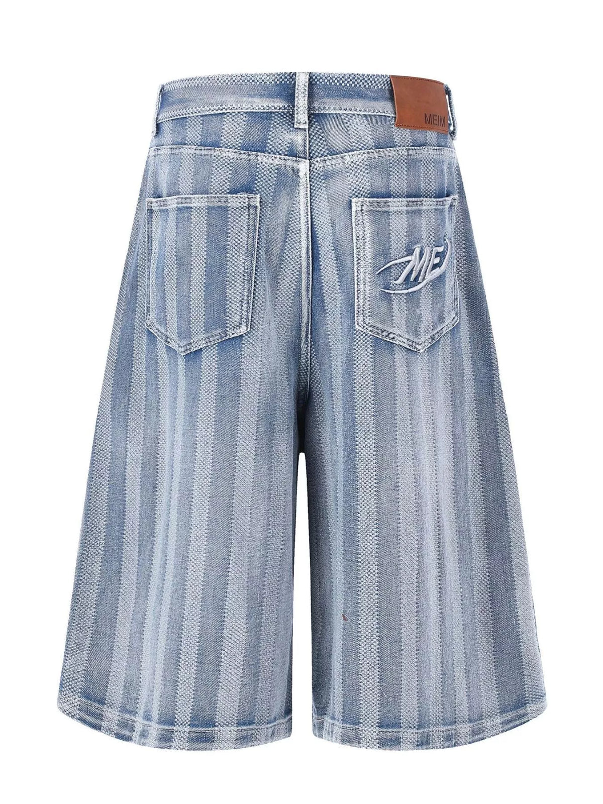 Striped Wide Leg Denim Capris in Blue by TrendMaster
