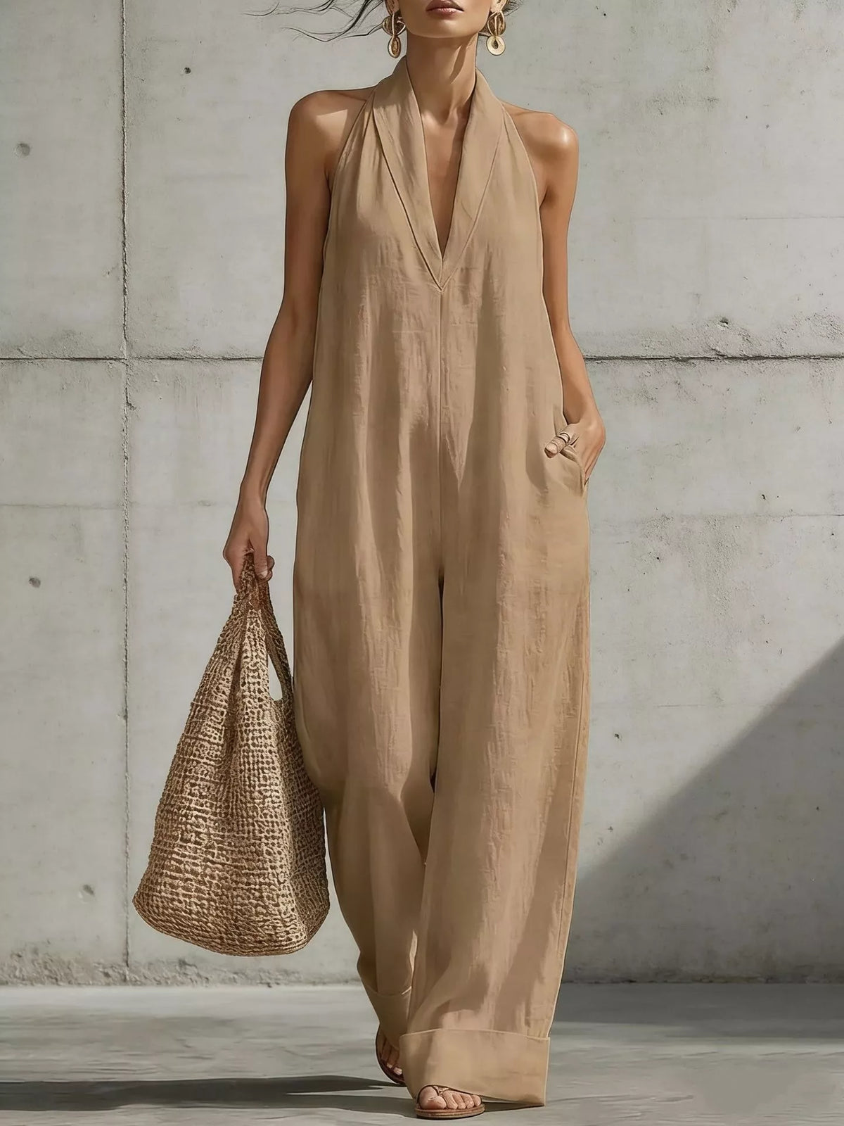 Halter Neck Wide Leg Jumpsuit