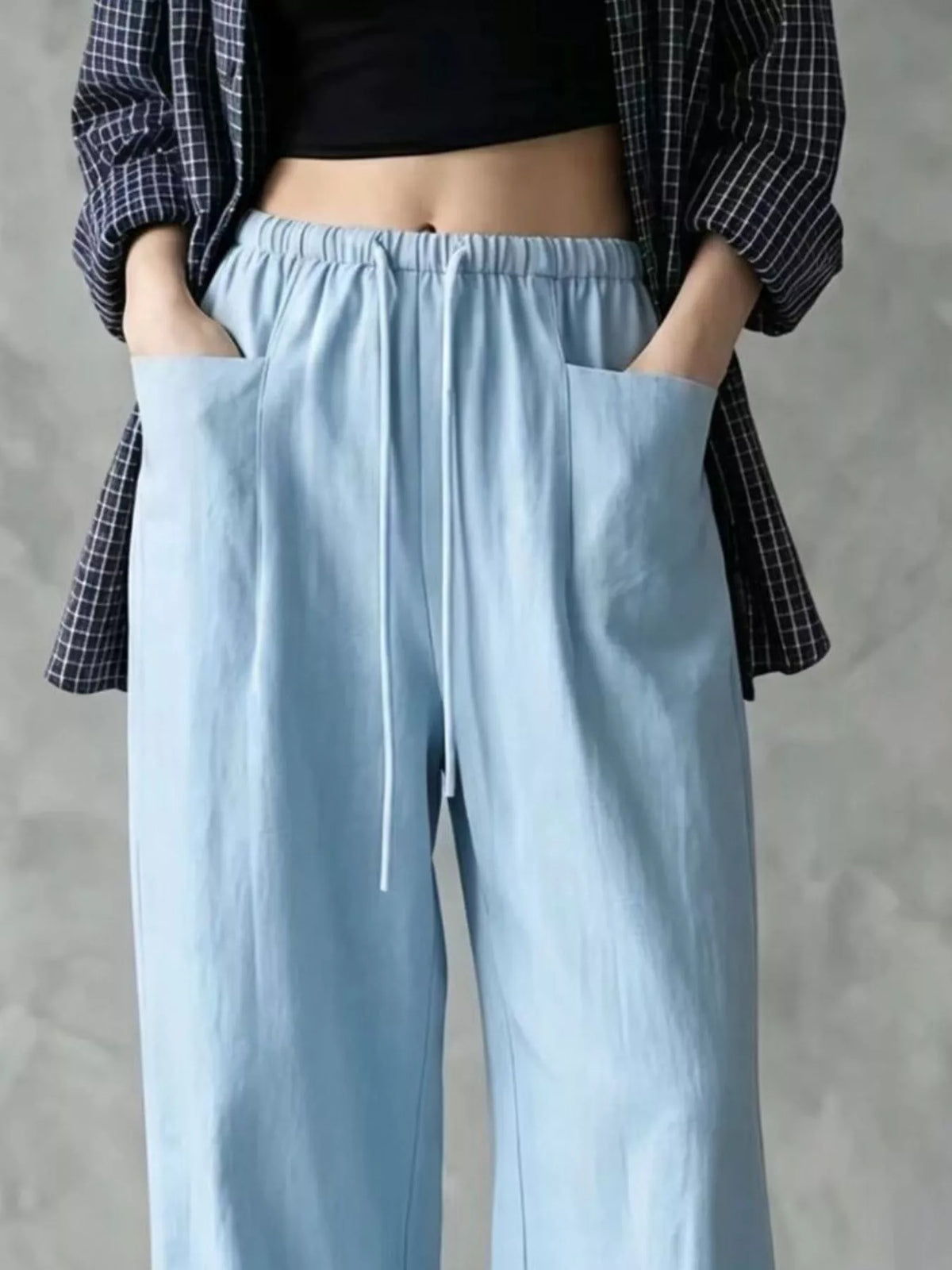 Drawstring Wide-Leg Pants