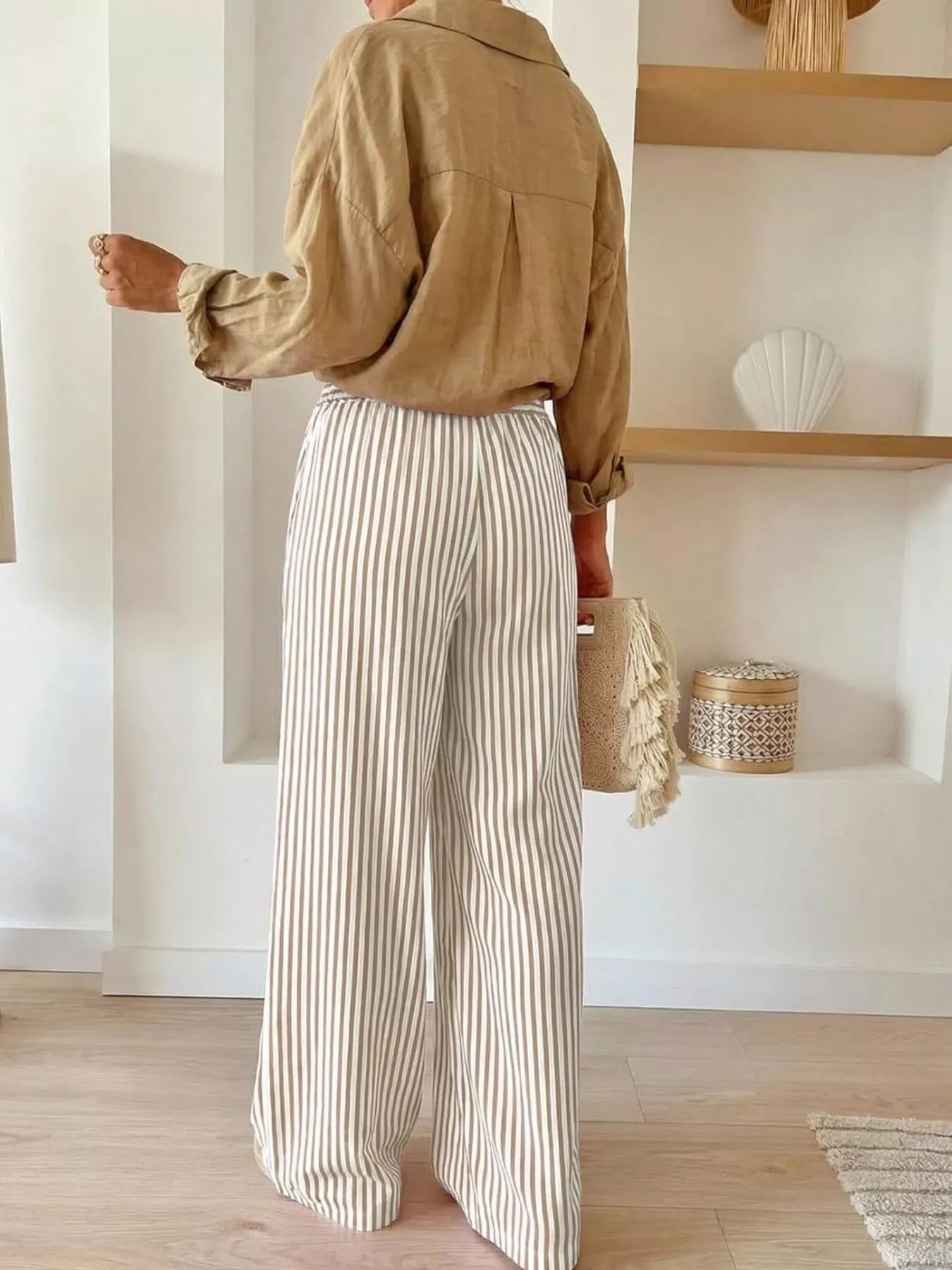 Striped Wide-Leg Pants