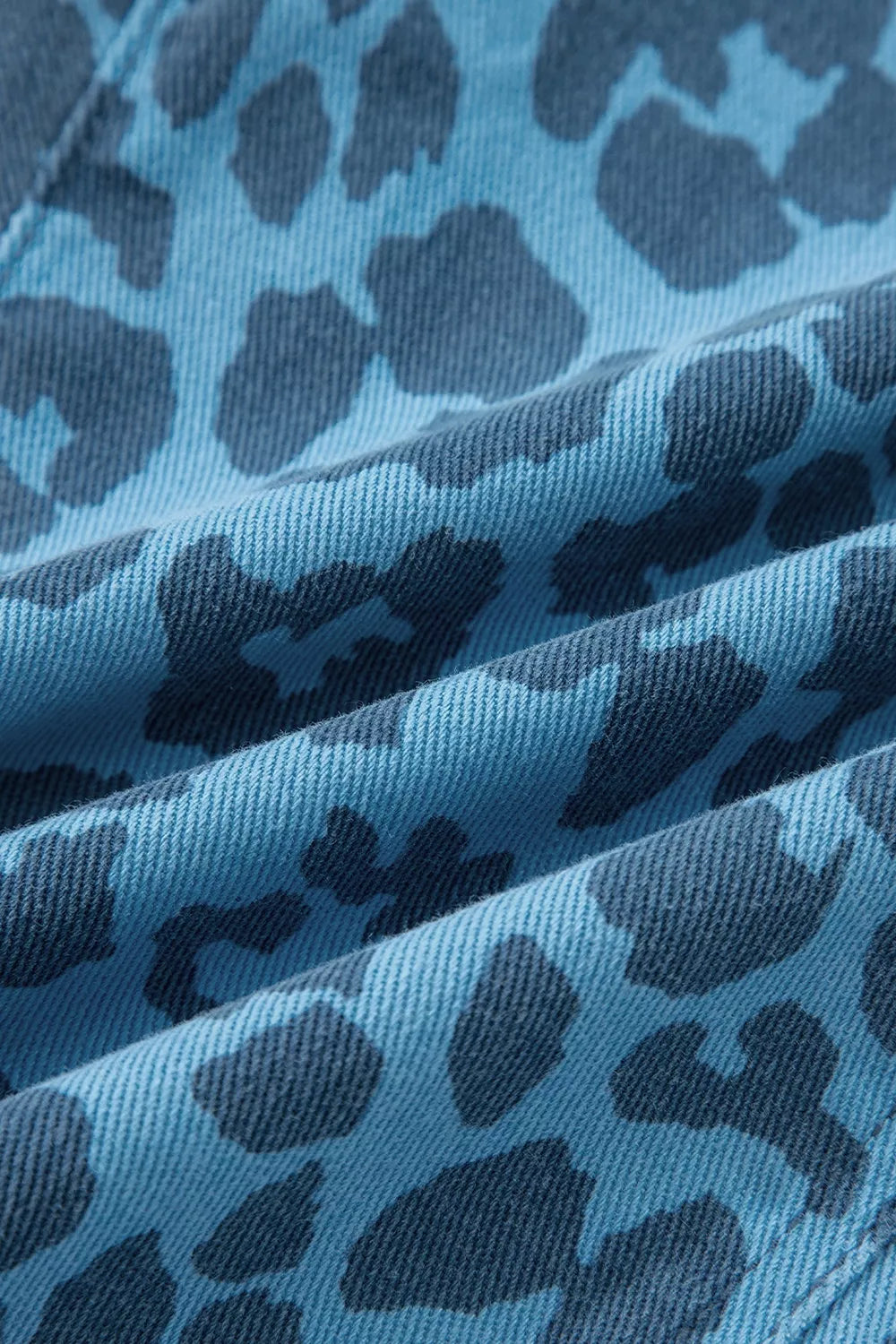 Leopard Print Barrel Leg Jeans in Cerulean
