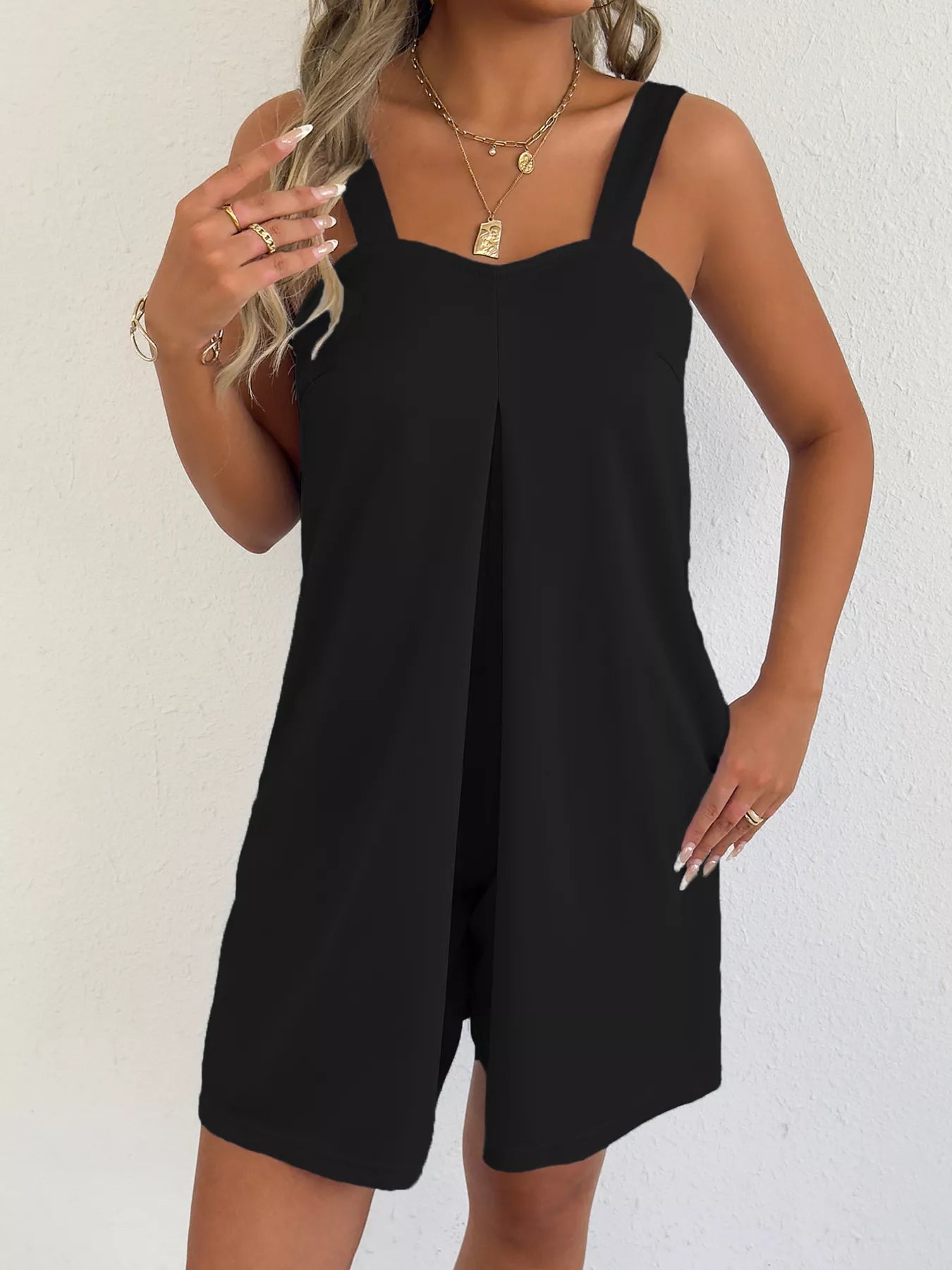 Sleeveless Romper with Side Pockets
