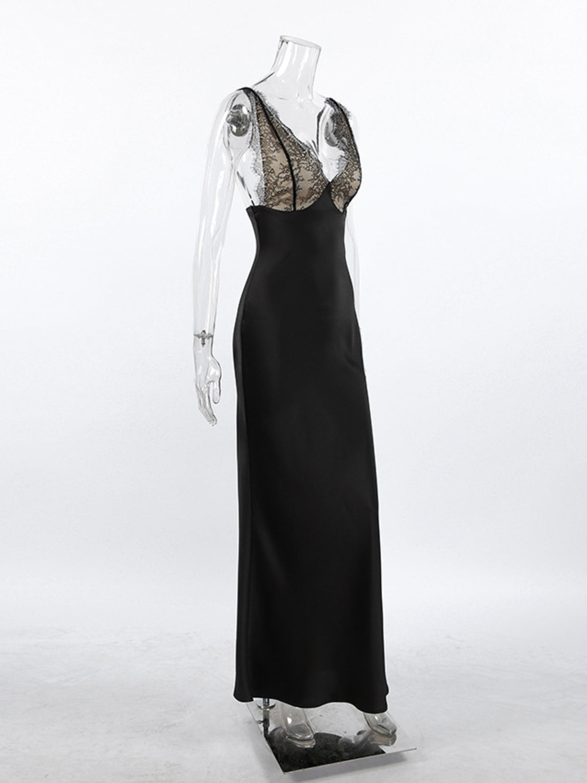 Lace-Trimmed Adjustable-Strap Midi Dress