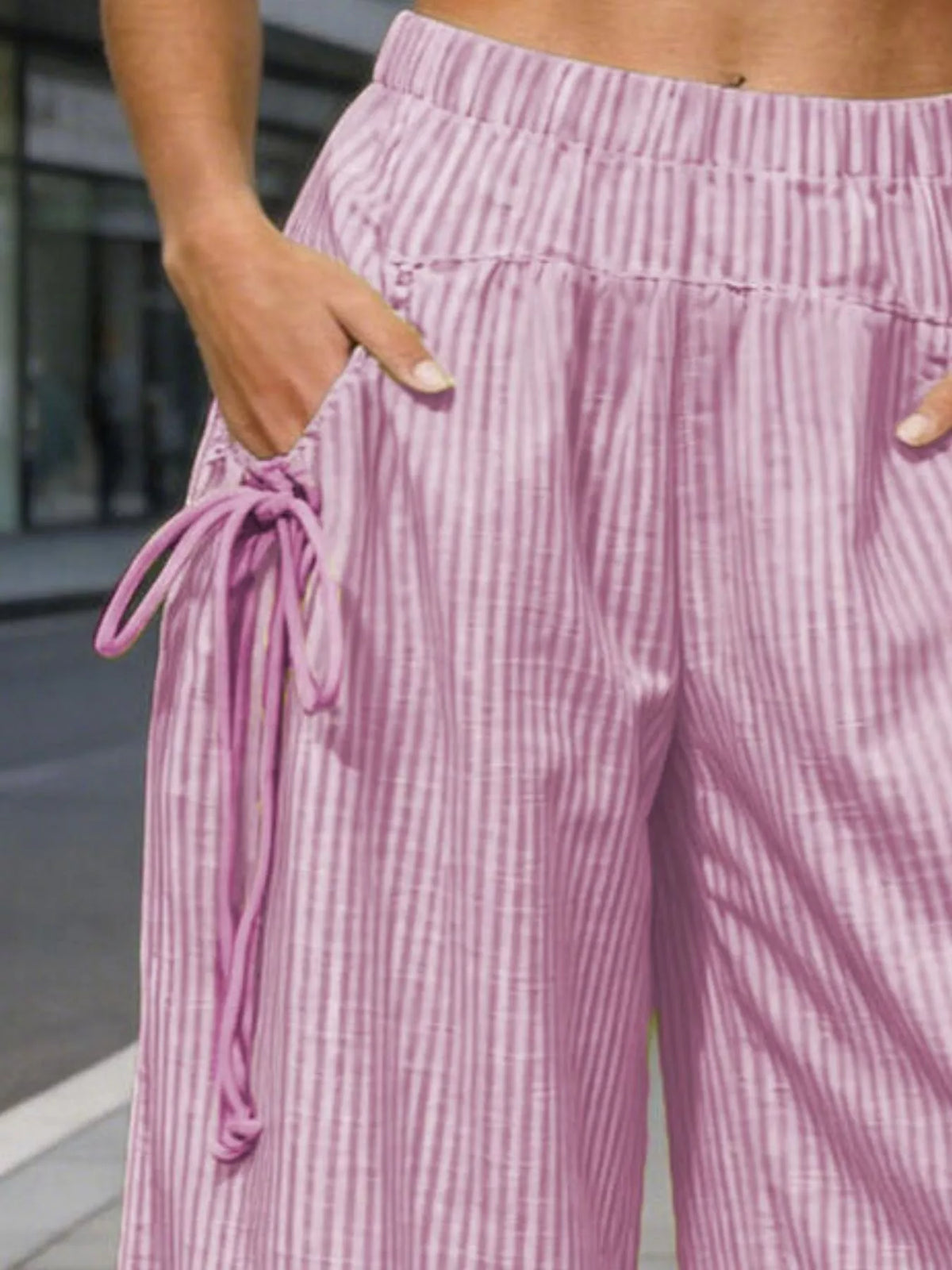 High-Waisted Striped Wide-Leg Pants