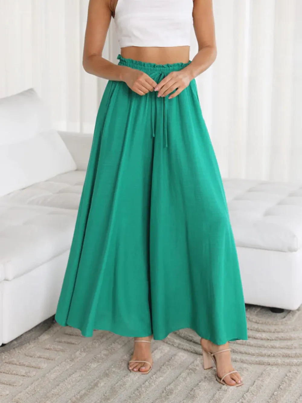 Opaque Wide Leg Pants with Pockets