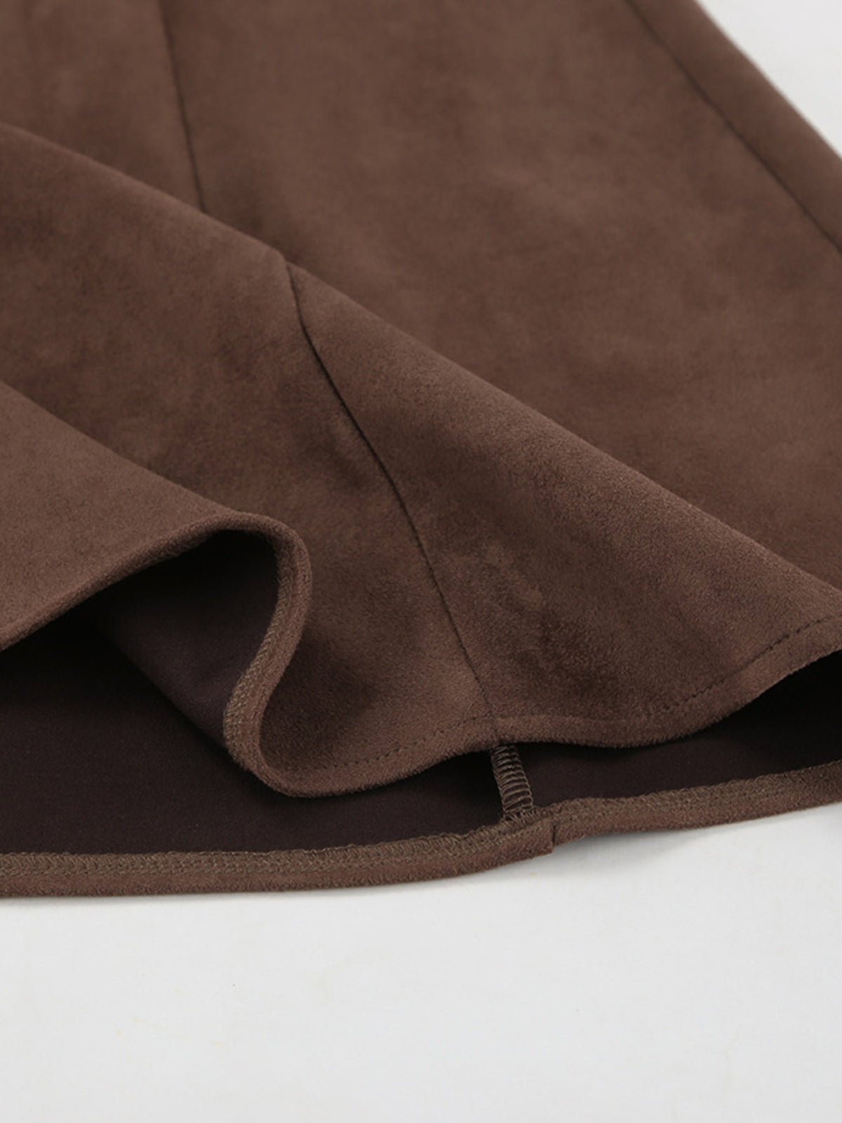 Suede Midi Skirt in Dark Brown