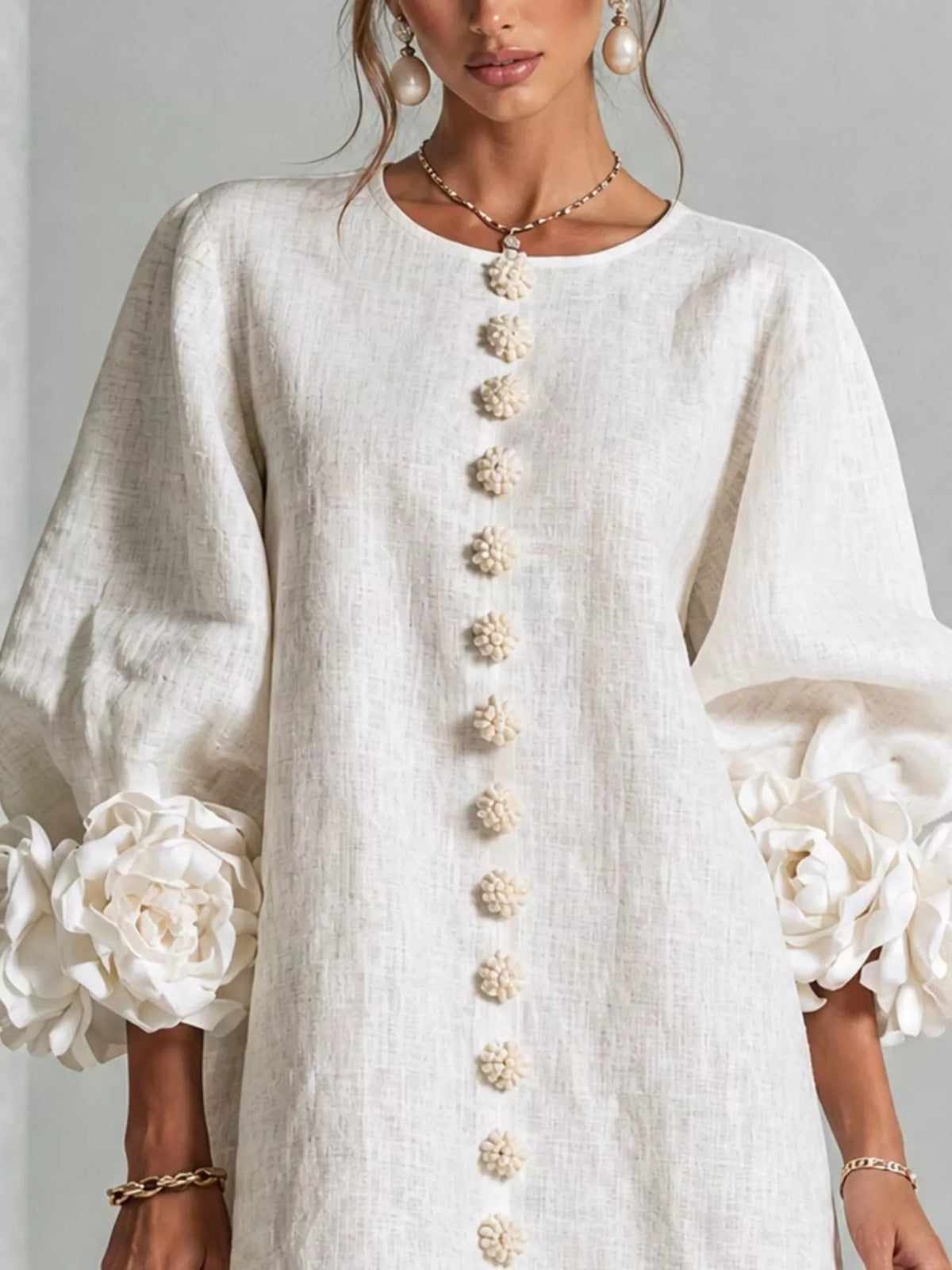 3D Floral Applique Mini Dress