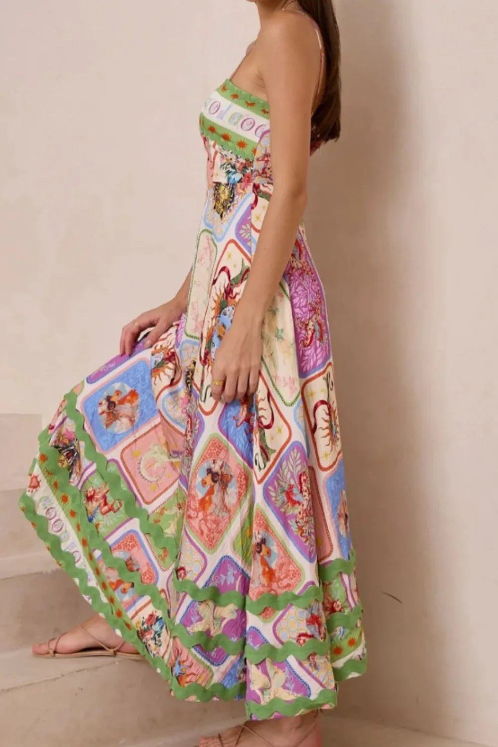 Smocked Square Neck Cami Dress in Multicolor by Shenori