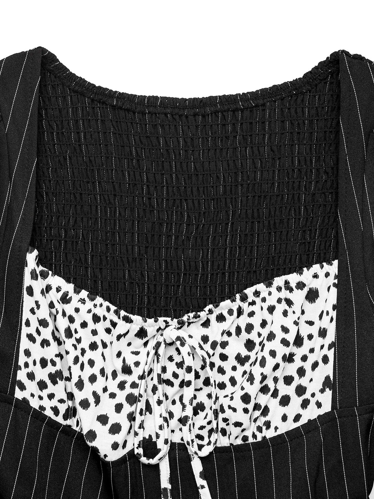 Ruffled Striped Mini Dress in Black