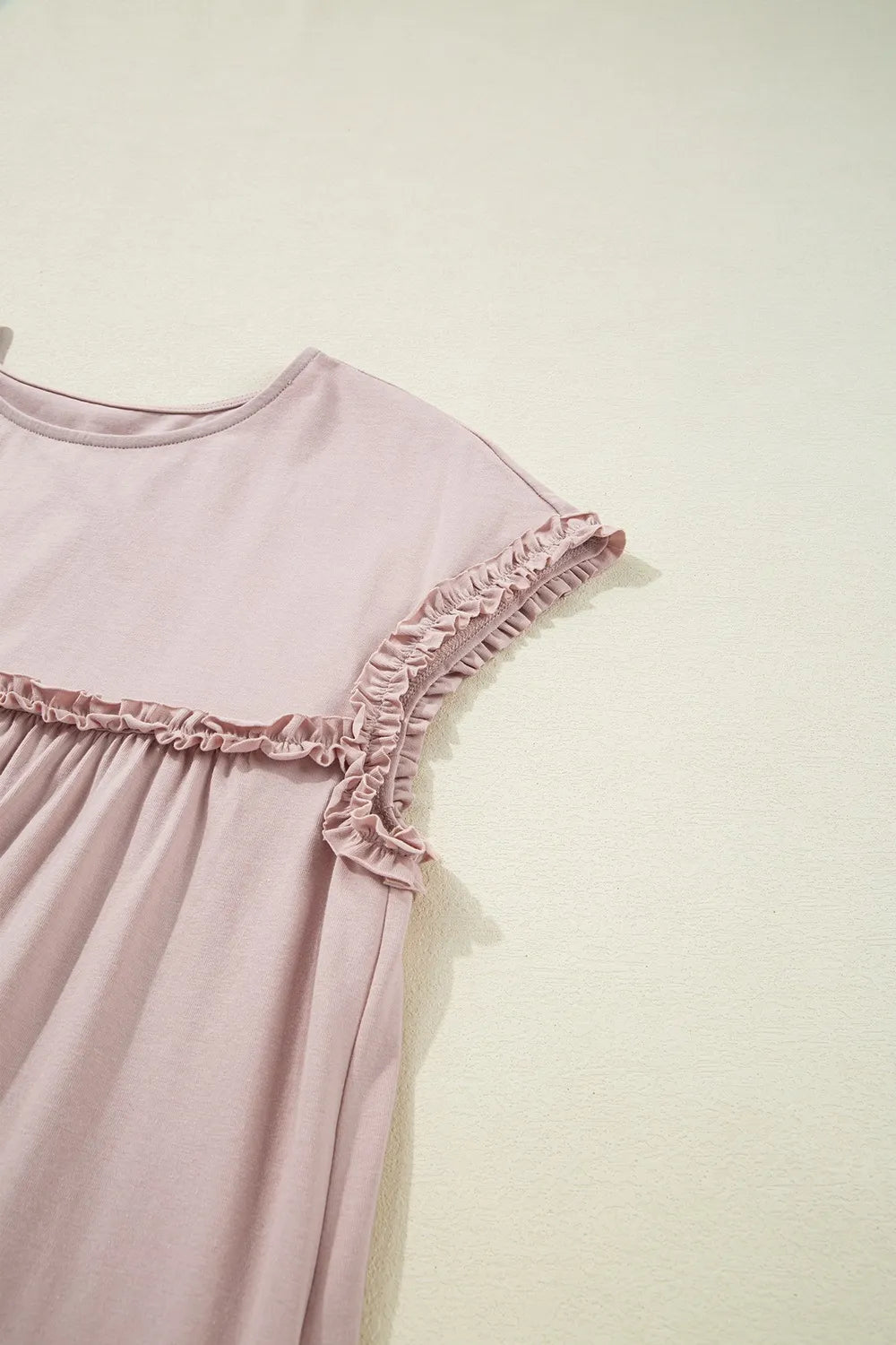 Frilled Trim Mini Dress in Dusty Pink
