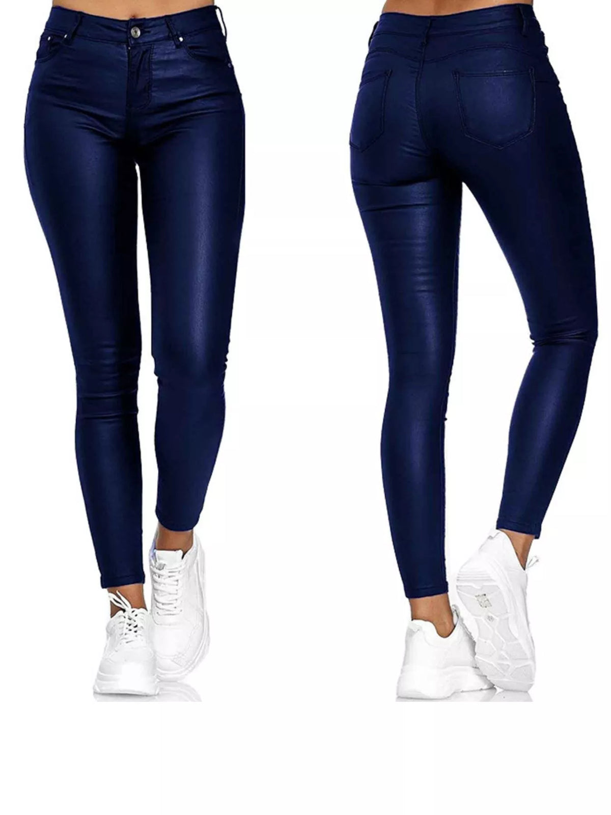 High-Waisted Faux-Leather Skinny Pants