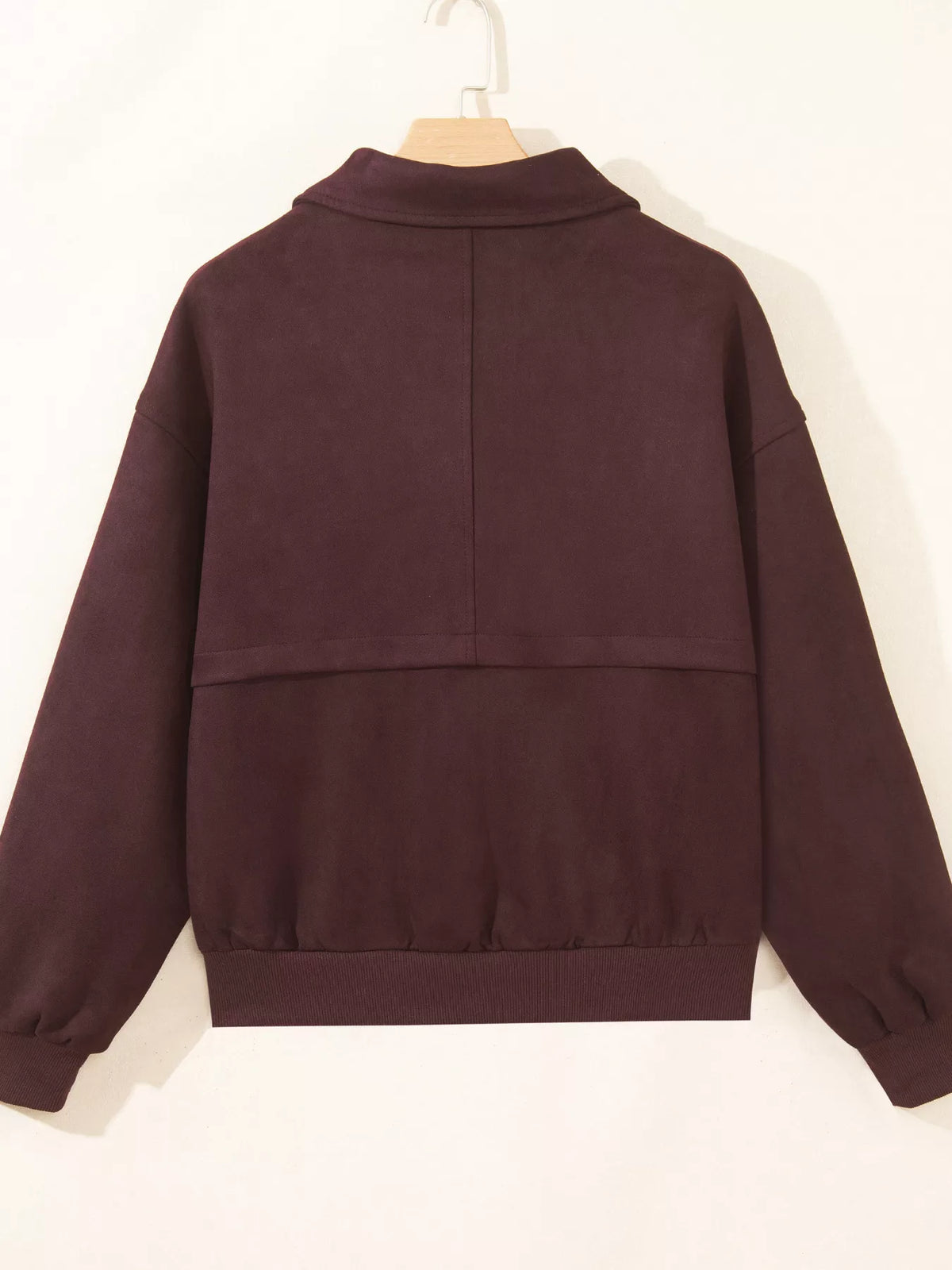 Zip-Up Jacket with Metal Placket Collar in Chocolate