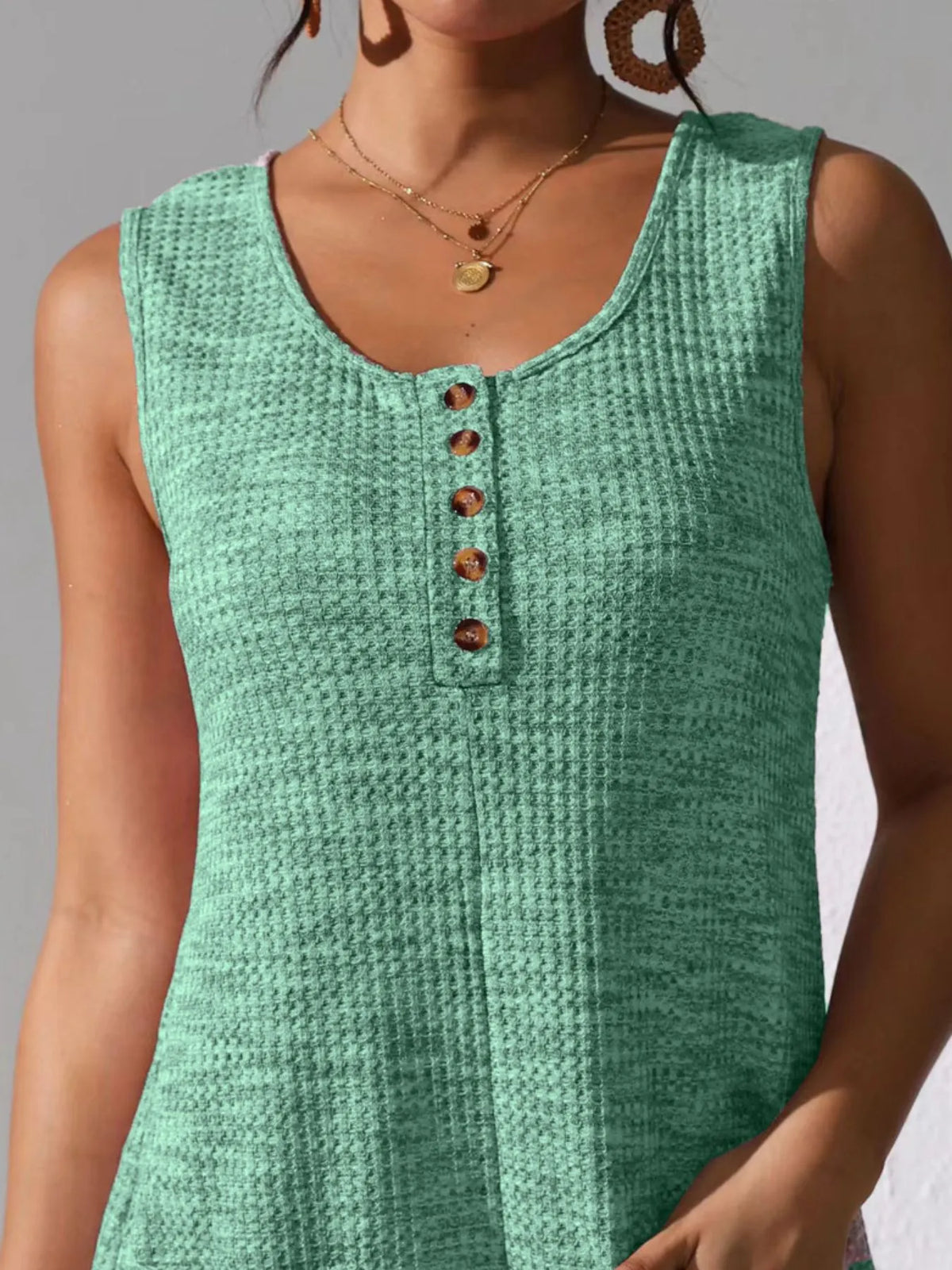 Button Front Romper with Pockets