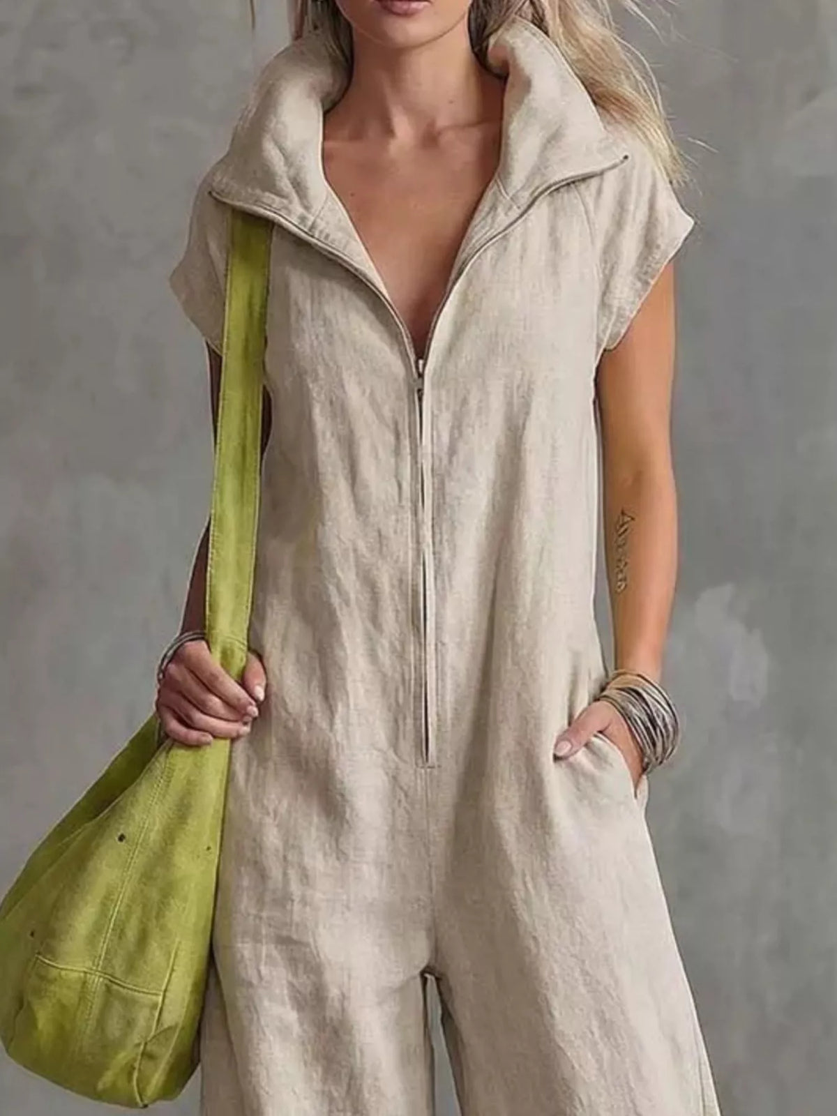 Zip Front Sleeveless Jumpsuit