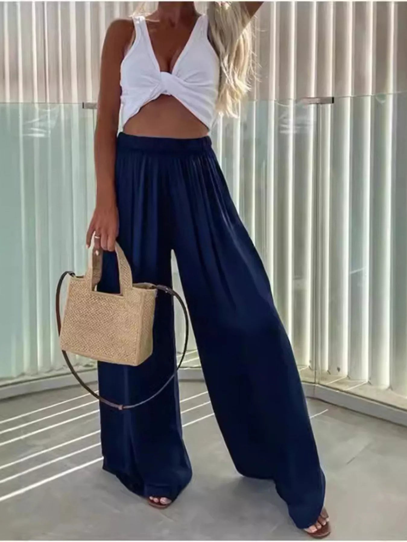Paperbag Waist Wide-Leg Pants