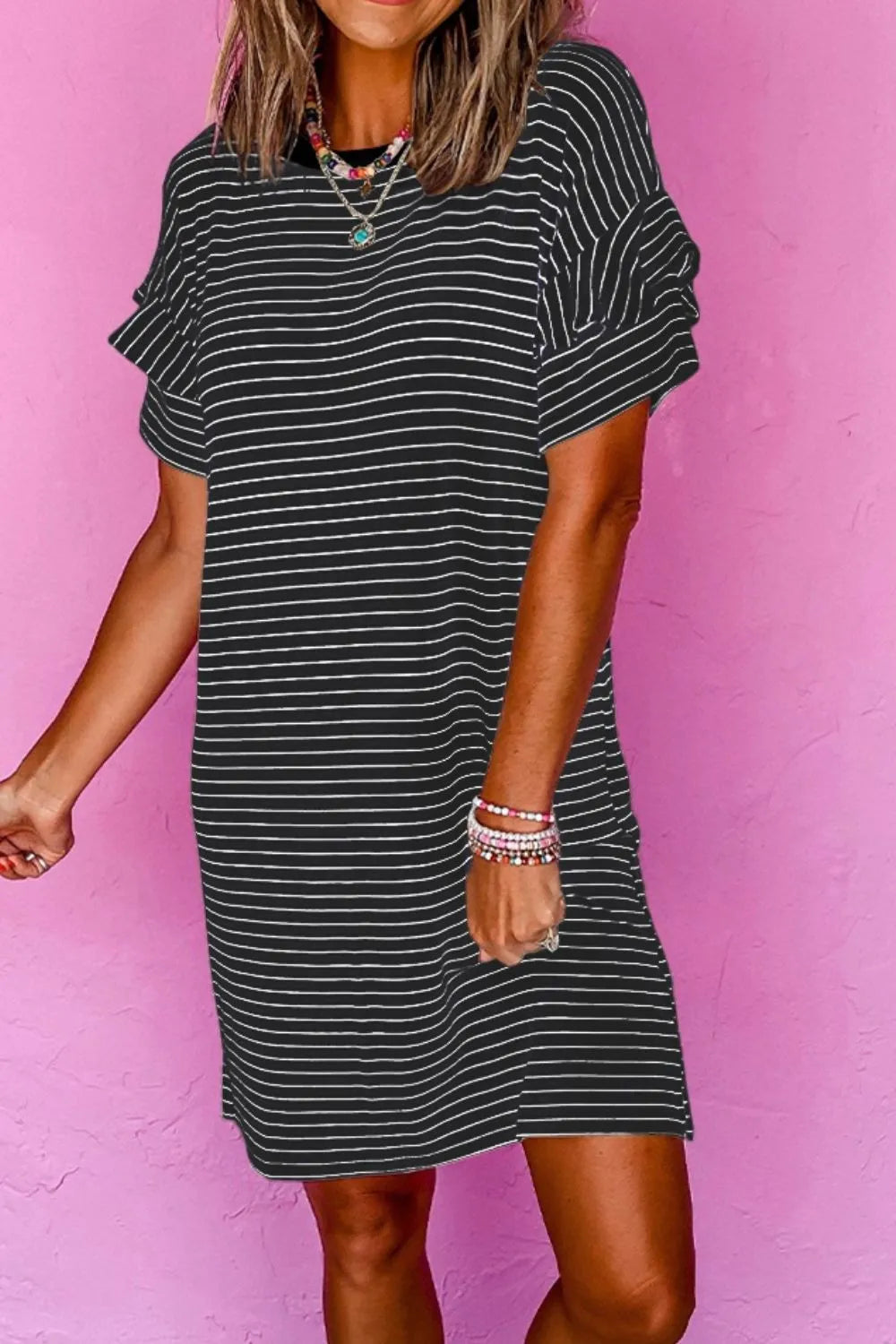 Striped T-Shirt Dress with Pockets