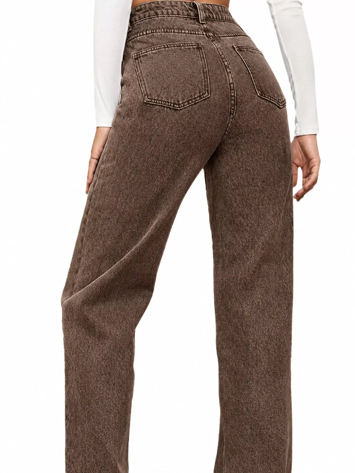 High-Waisted Vintage Wash Jeans