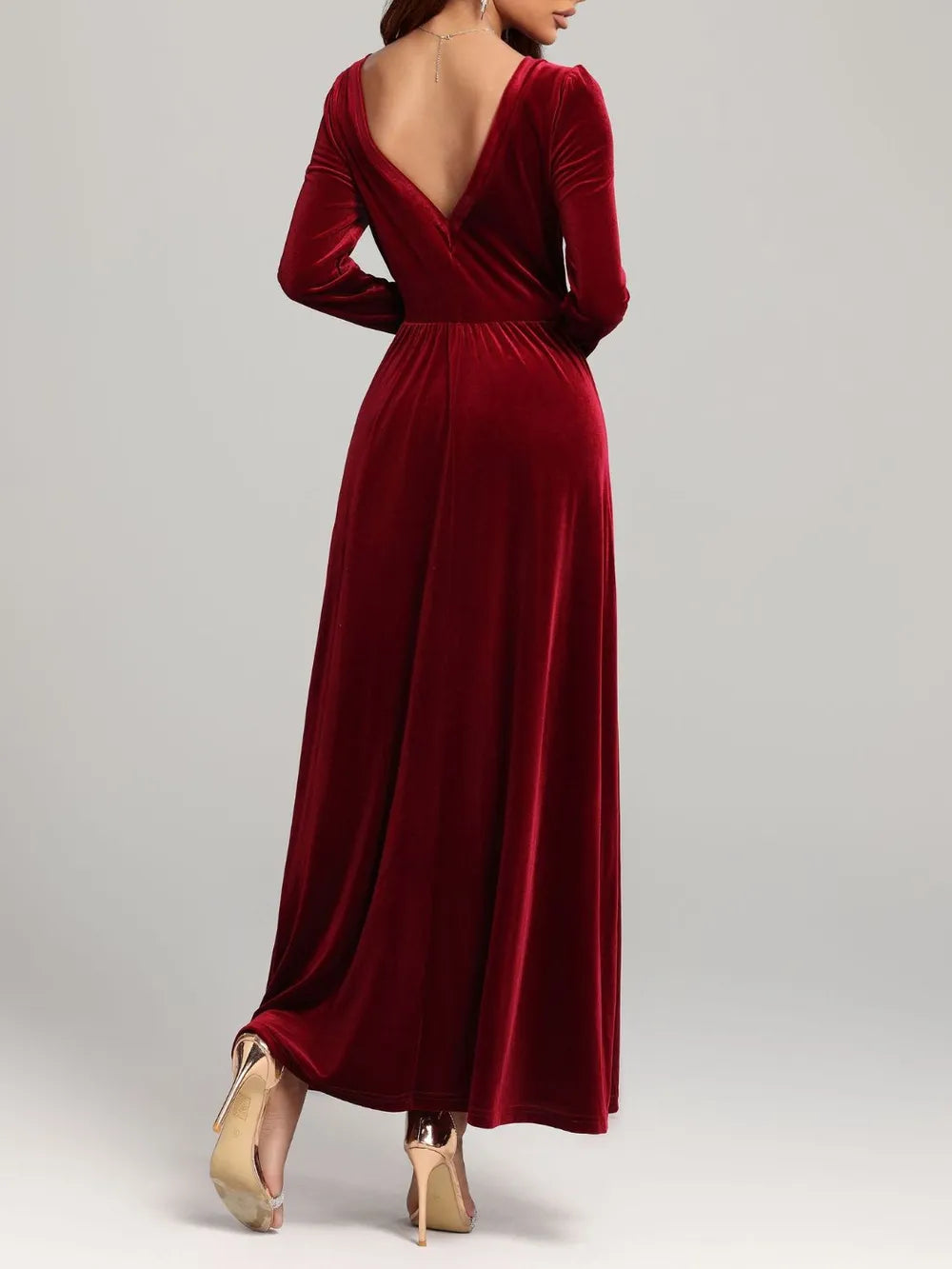 Velvet Square Neck Backless Dress